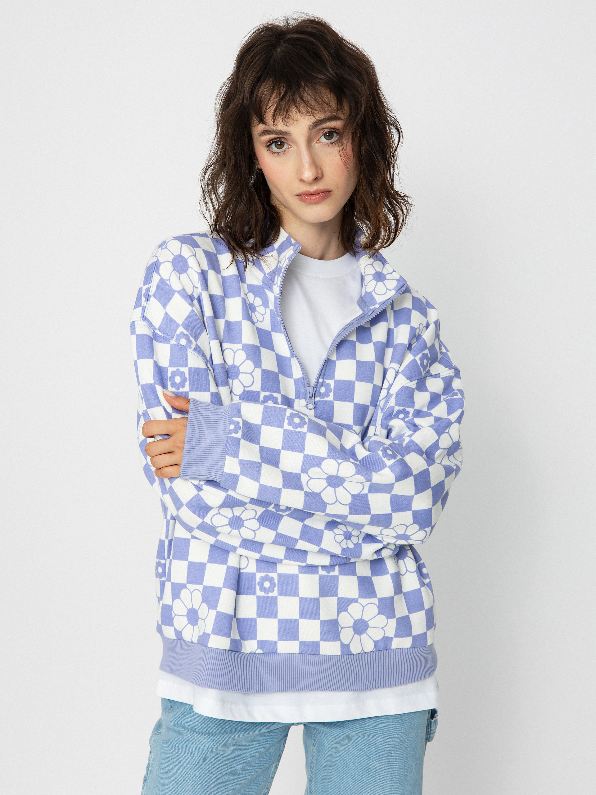 Bluza Vans Fairlands Mock Neck Wmn (floral checkerboard sweet lavender)