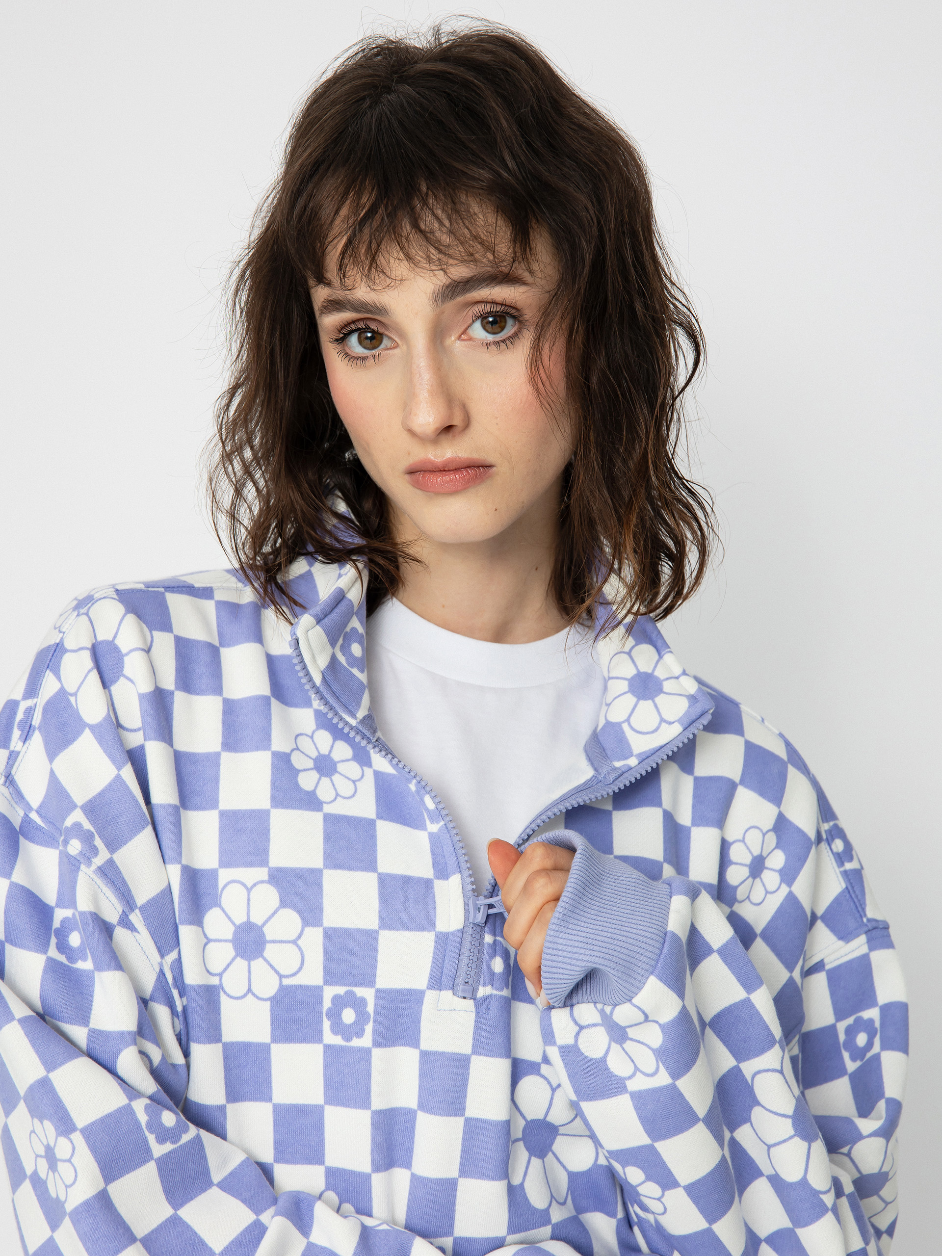 Bluza Vans Fairlands Mock Neck Wmn (floral checkerboard sweet lavender)