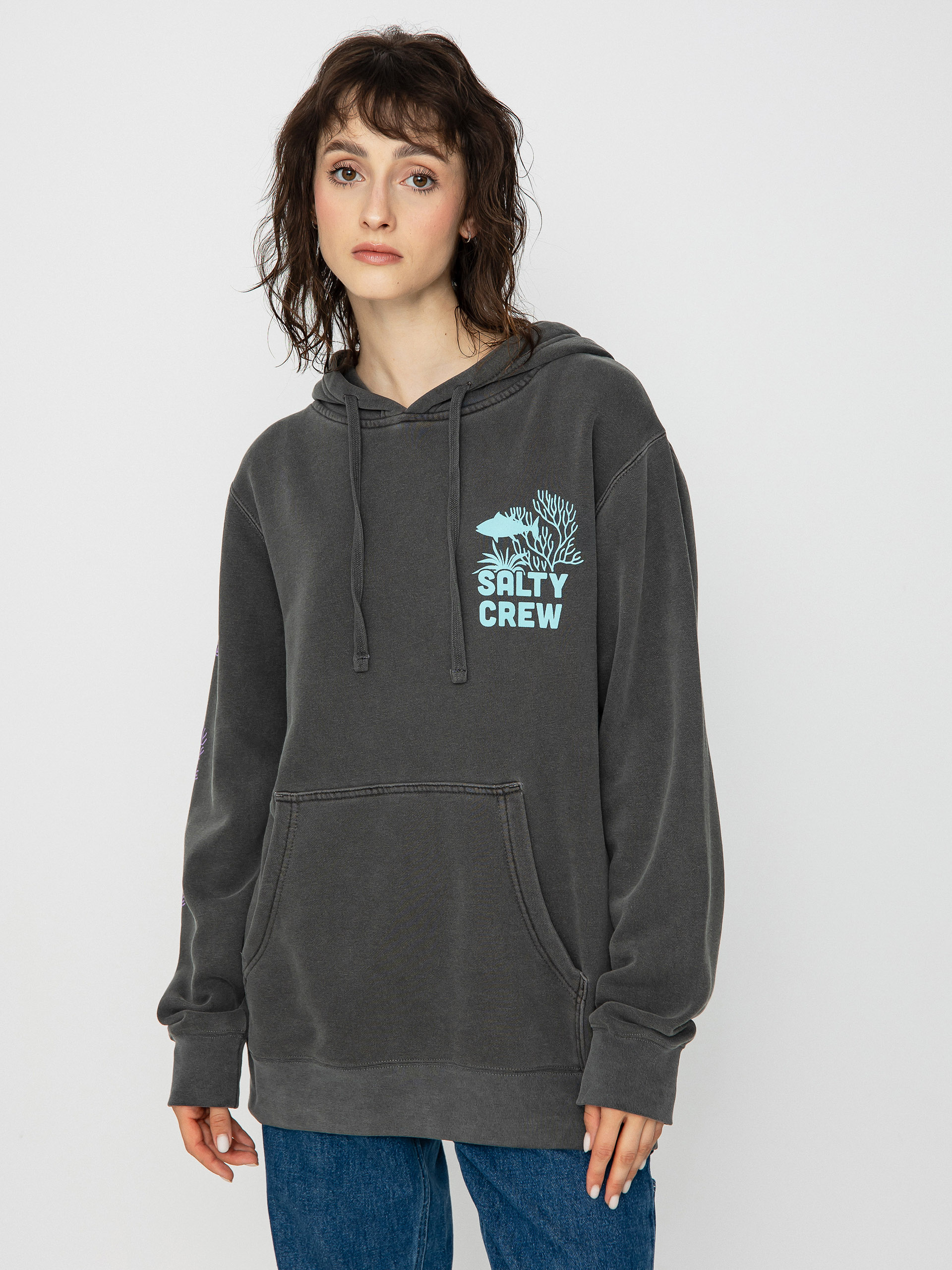 Bluza z kapturem Salty Crew Kelp Forest Boyfriend HD Wmn (faded black)