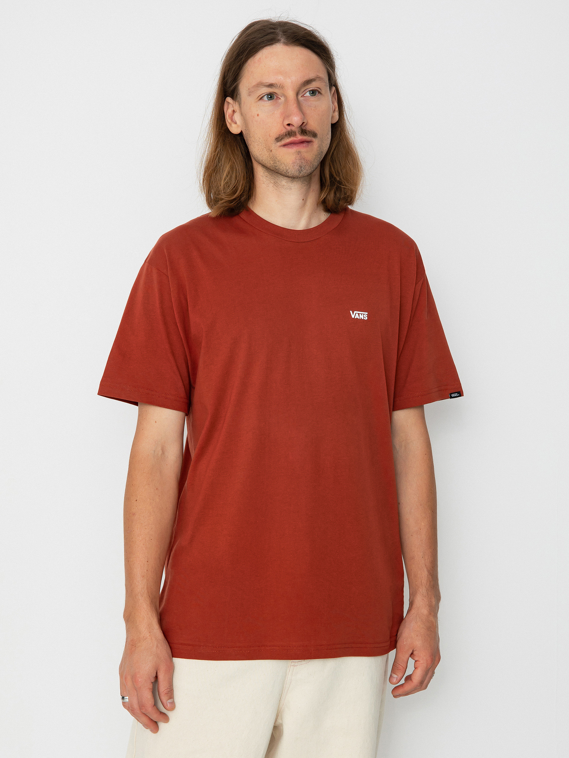 T-shirt Vans Left Chest Logo (burnt henna/white)