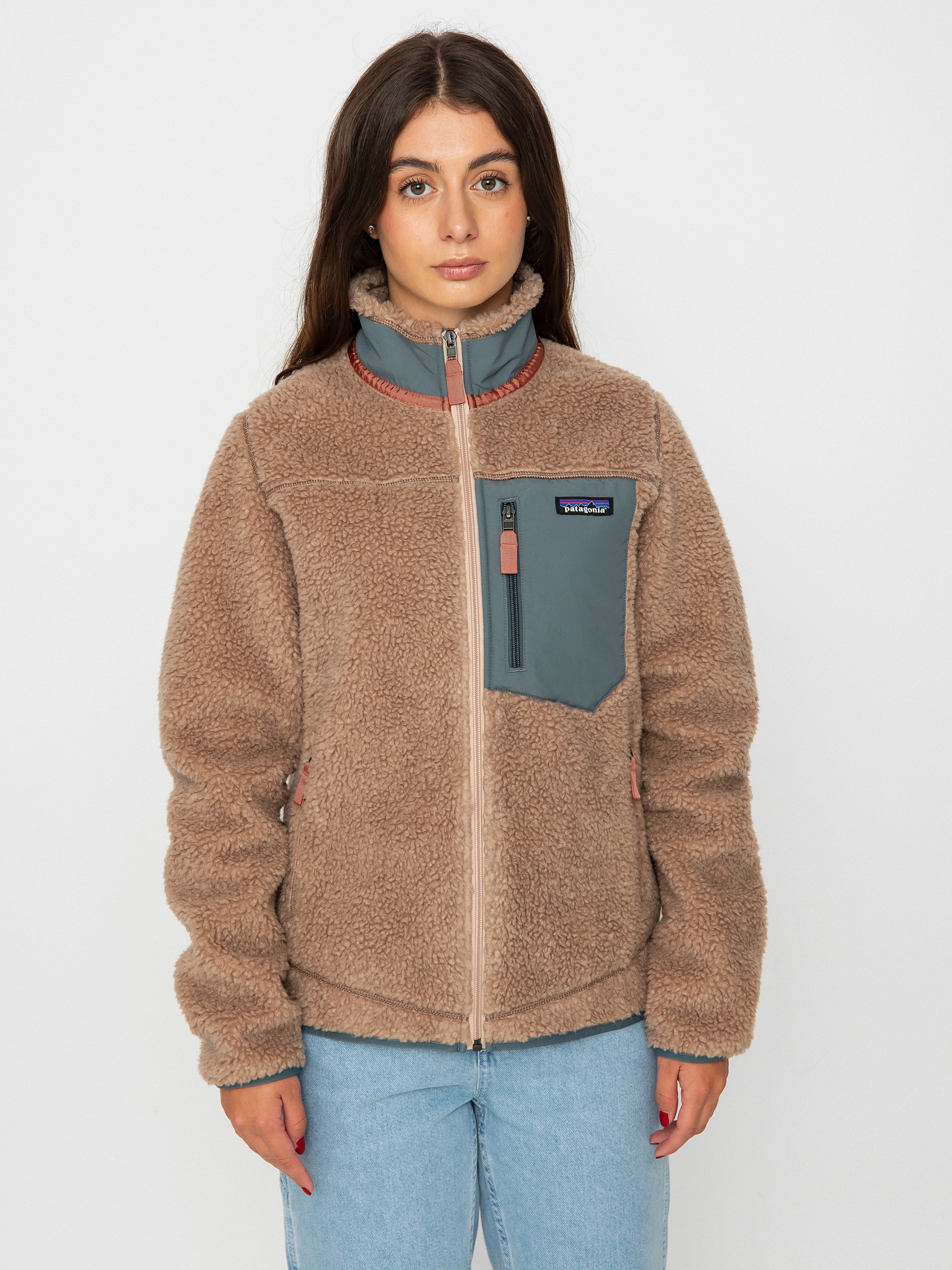 Kurtka Patagonia Classic Retro X Wmn (pampas tan w/nouveau green)