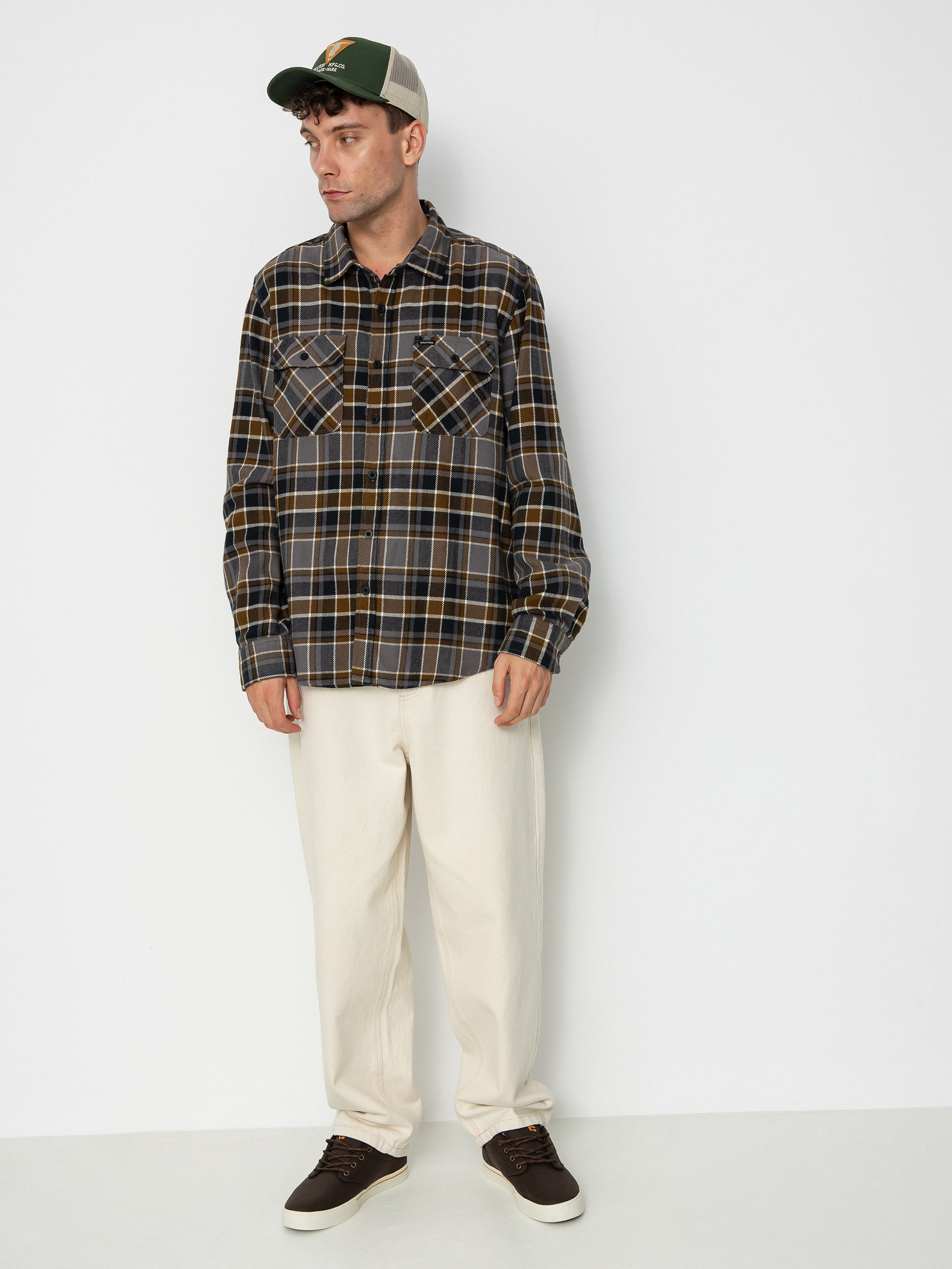 Koszula Brixton Bowery Flannel Ls (black/desert palm/beige)