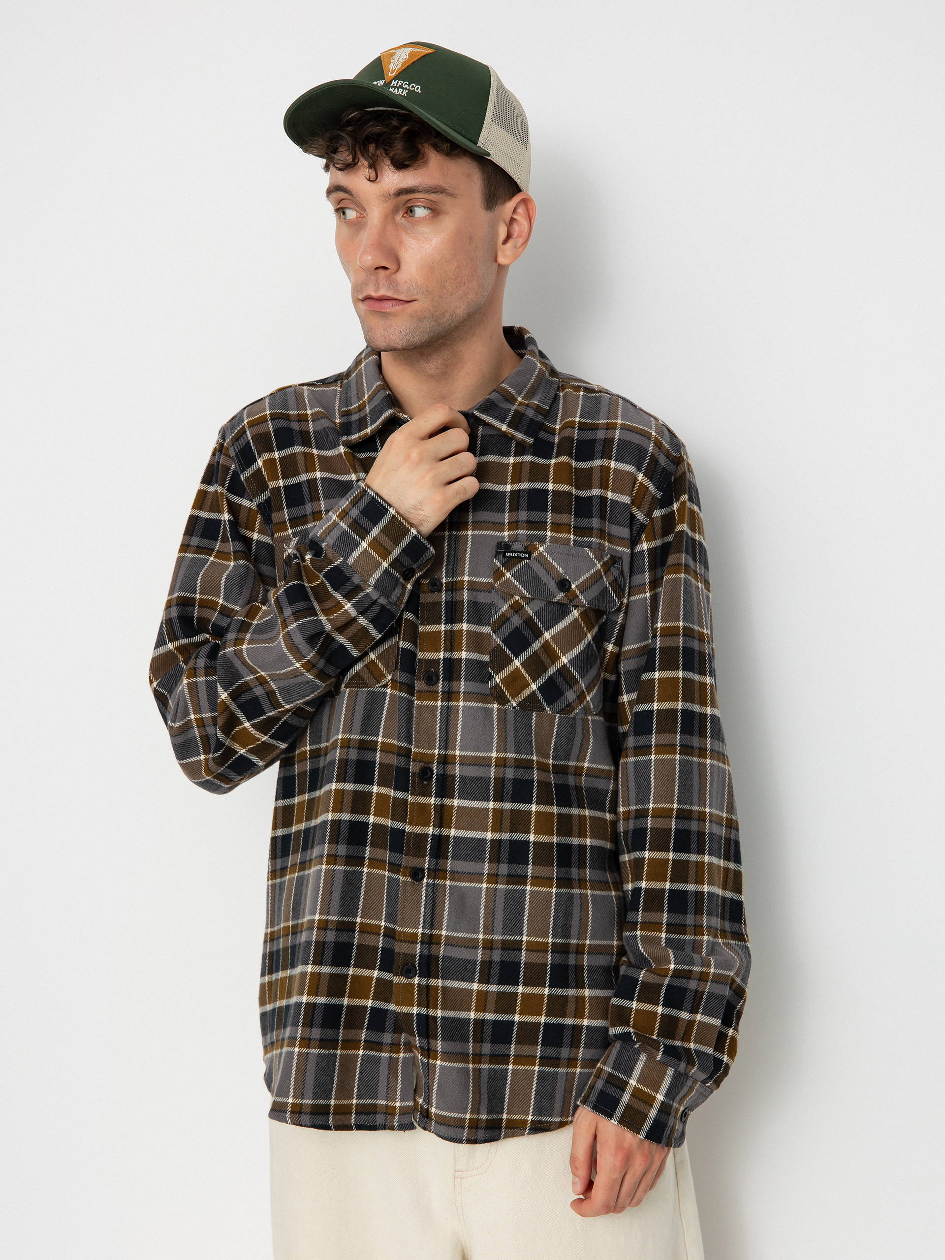 Koszula Brixton Bowery Flannel Ls (black/desert palm/beige)