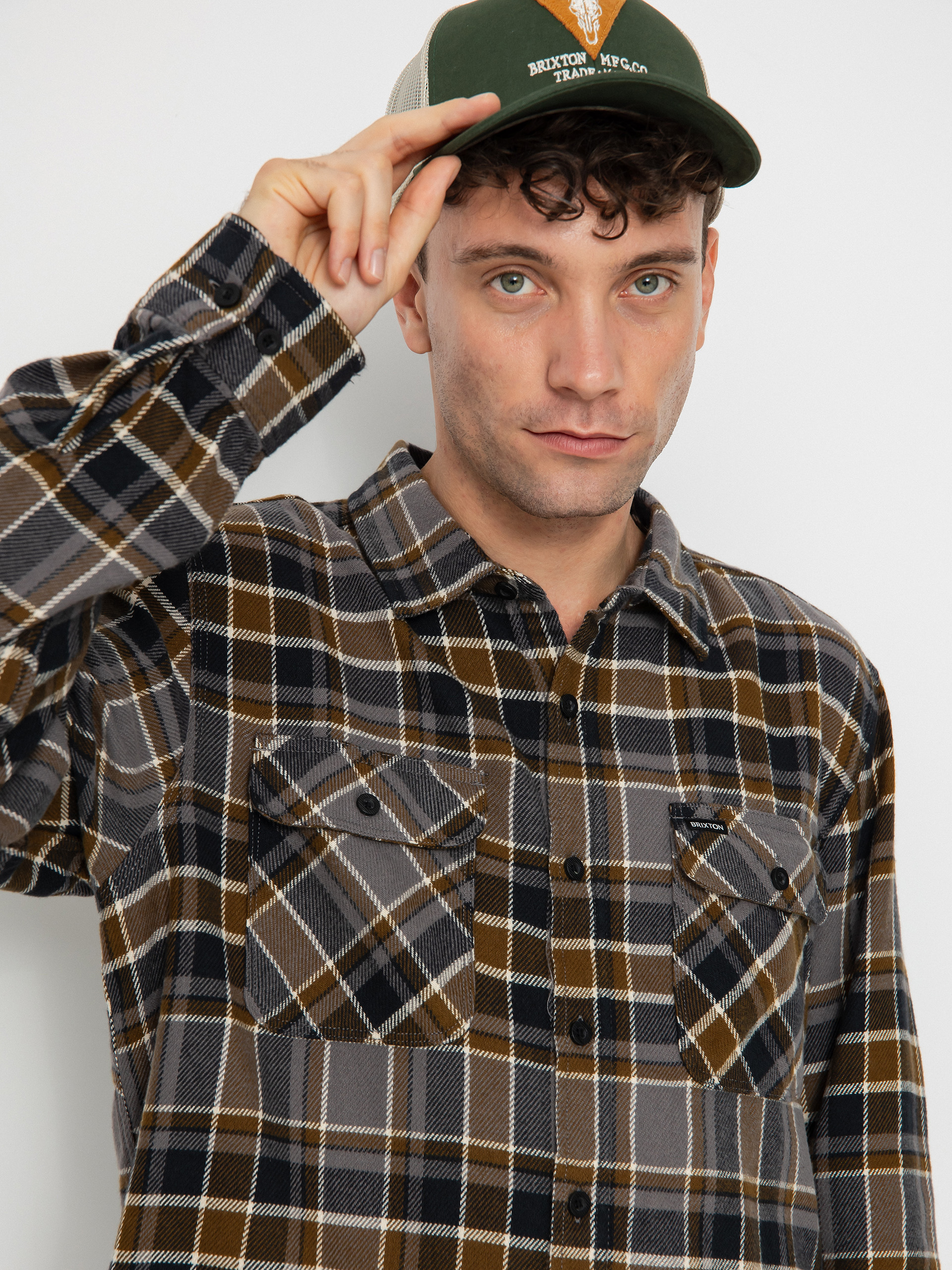 Koszula Brixton Bowery Flannel Ls (black/desert palm/beige)