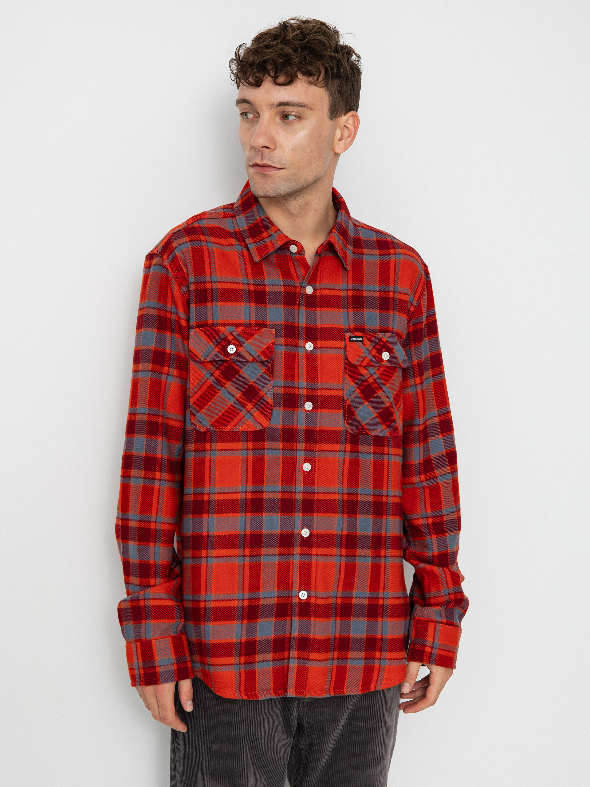 Koszula Brixton Bowery Flannel Ls (barn red/flint blue/dark burgu)