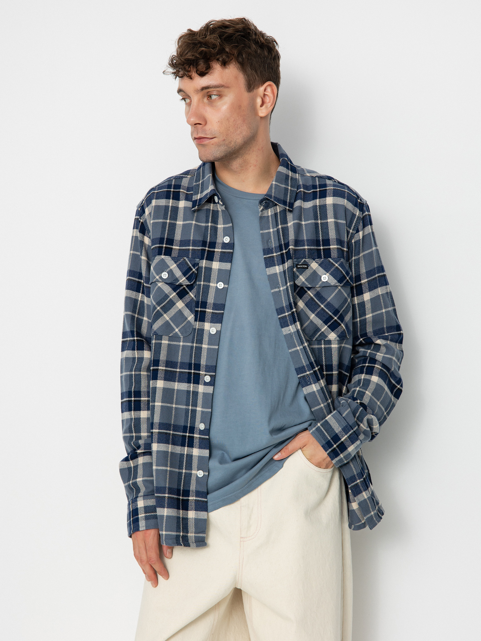 Koszula Brixton Bowery Flannel Ls (flint blue/twilight blue/beige)