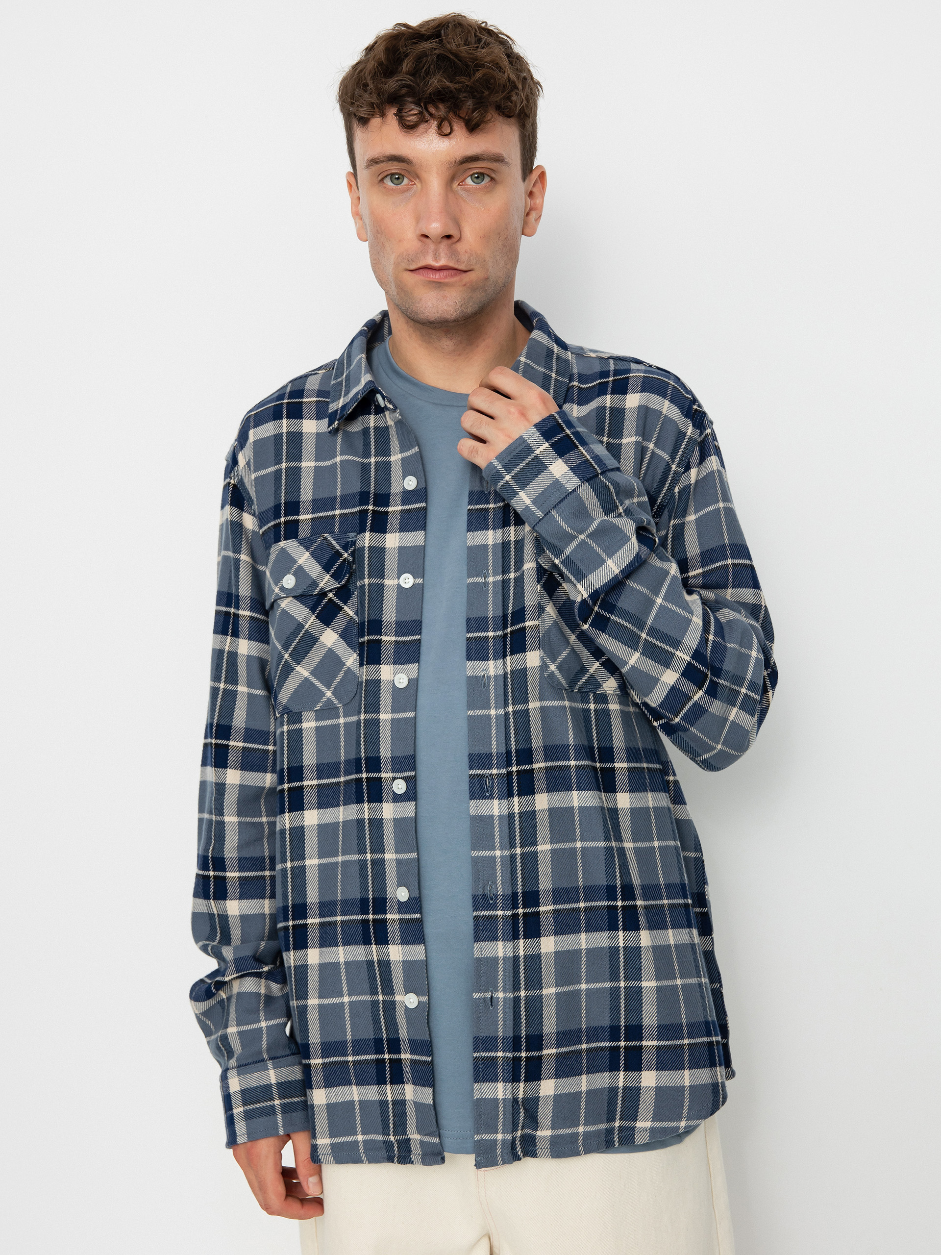 Koszula Brixton Bowery Flannel Ls (flint blue/twilight blue/beige)