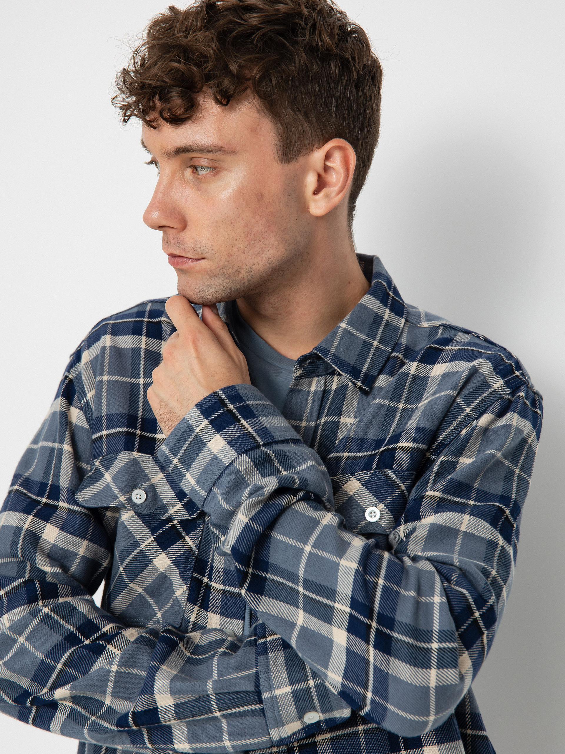 Koszula Brixton Bowery Flannel Ls (flint blue/twilight blue/beige)