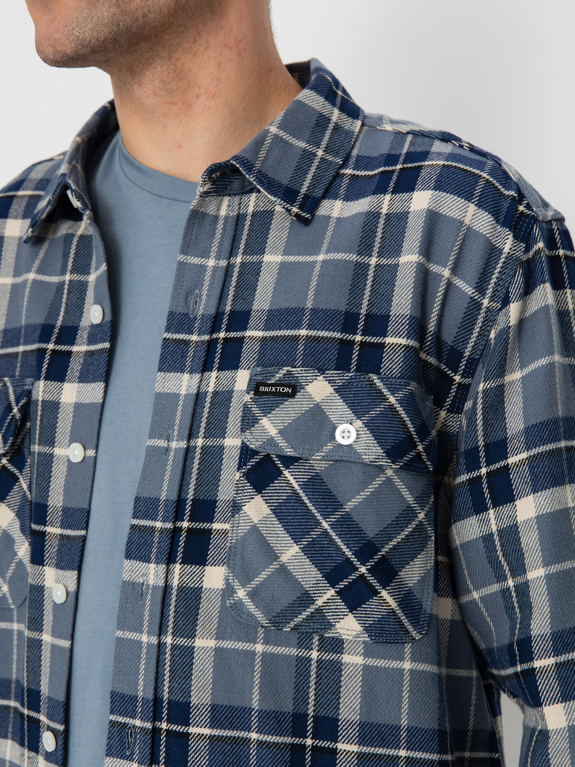 Koszula Brixton Bowery Flannel Ls (flint blue/twilight blue/beige)