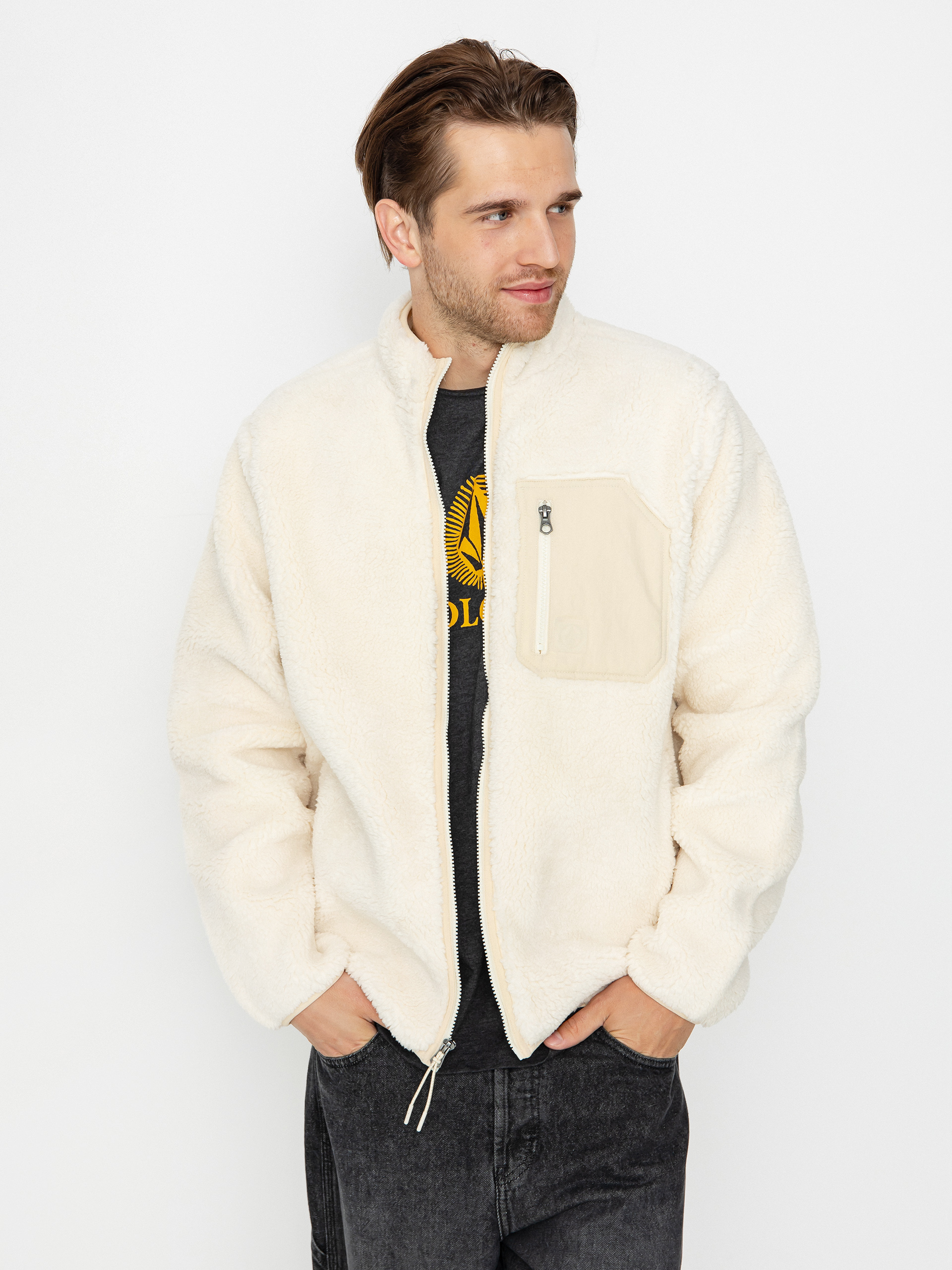 Męski Polar Volcom Muzzer Fuzzar Zip (dirty white)