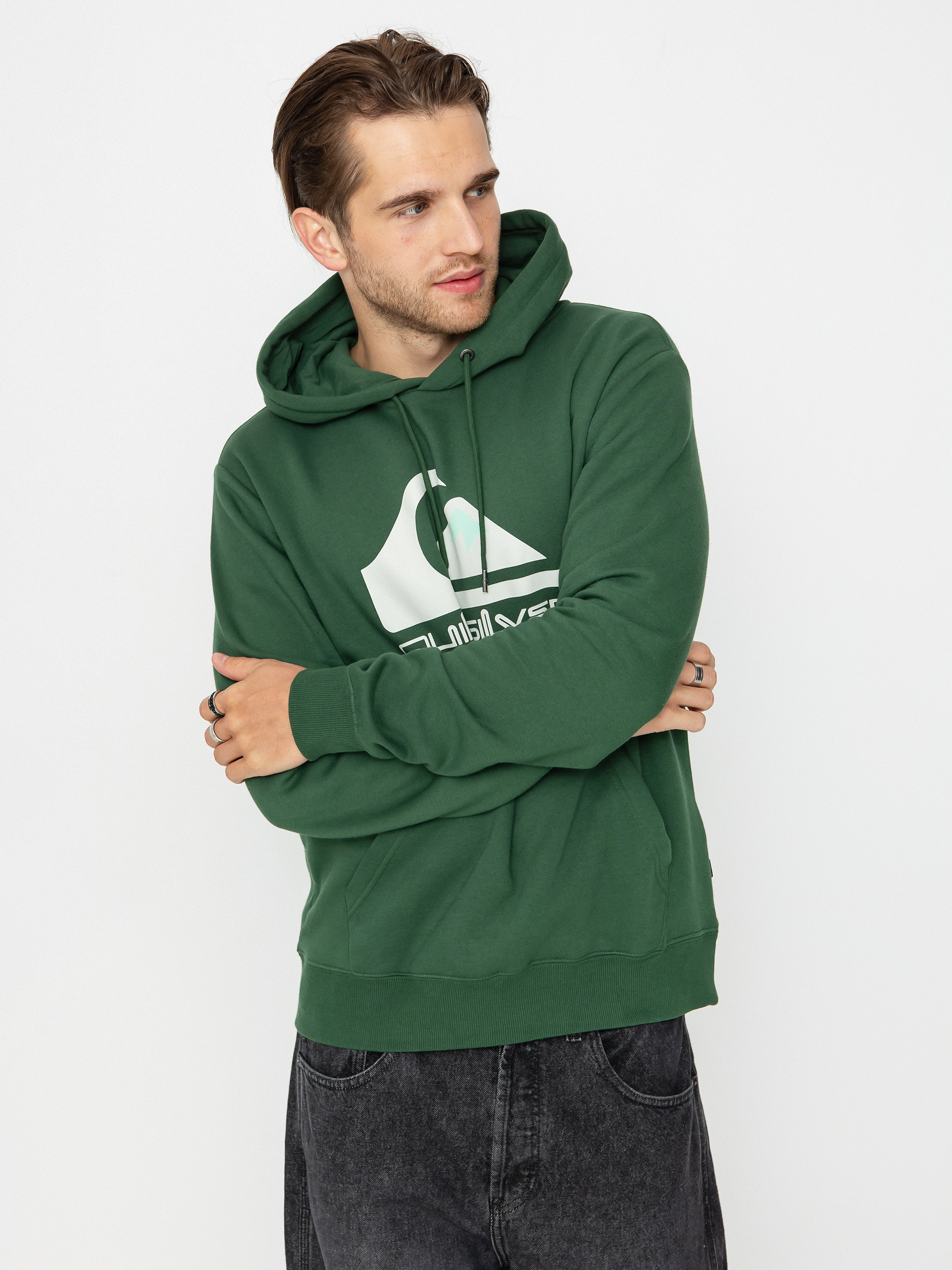 Суитшърт с качулка Quiksilver Big Logo HD (greener pastures)