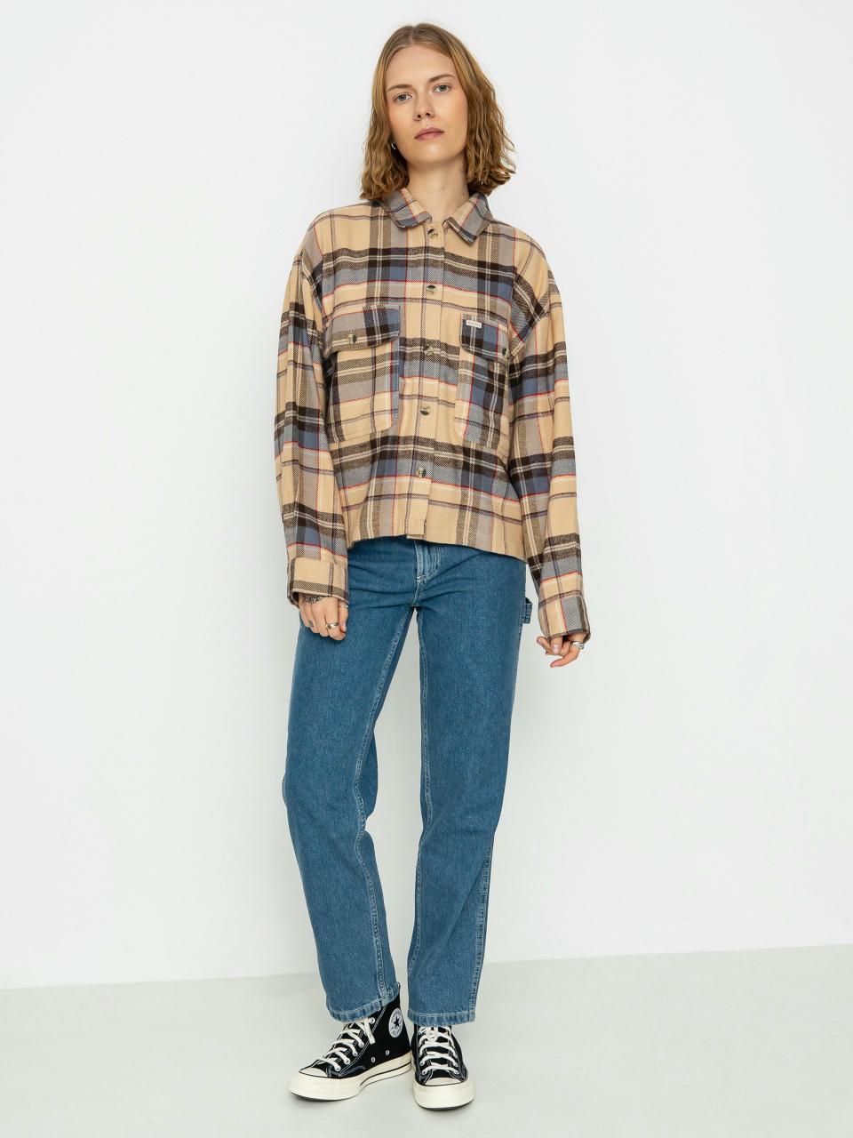 Koszula Brixton Bowery Flannel Ls Wmn (sesame/flint blue)