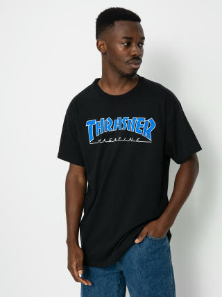 T-shirt Thrasher Outlined (black/blue)