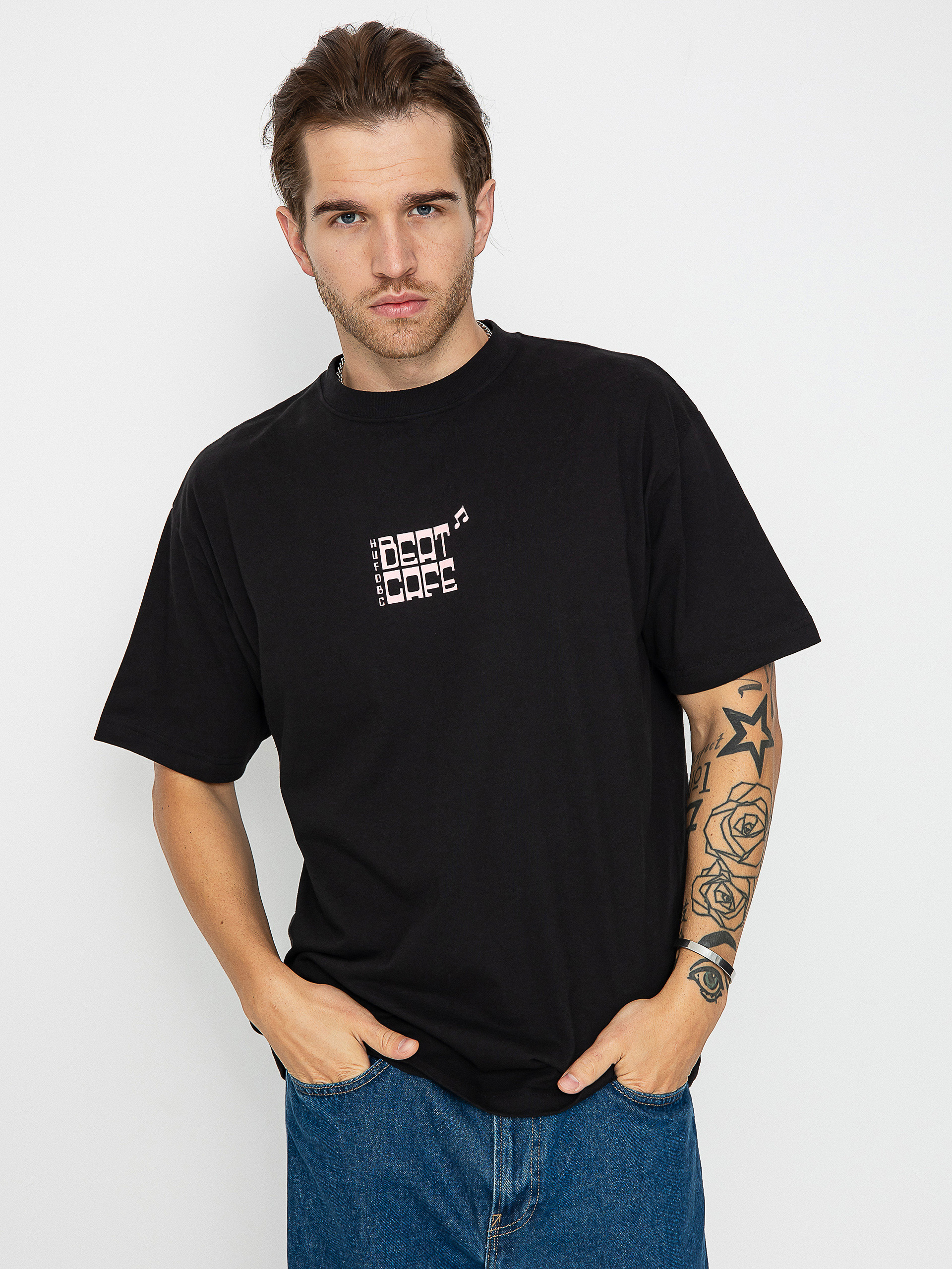 Huf black t on sale shirt