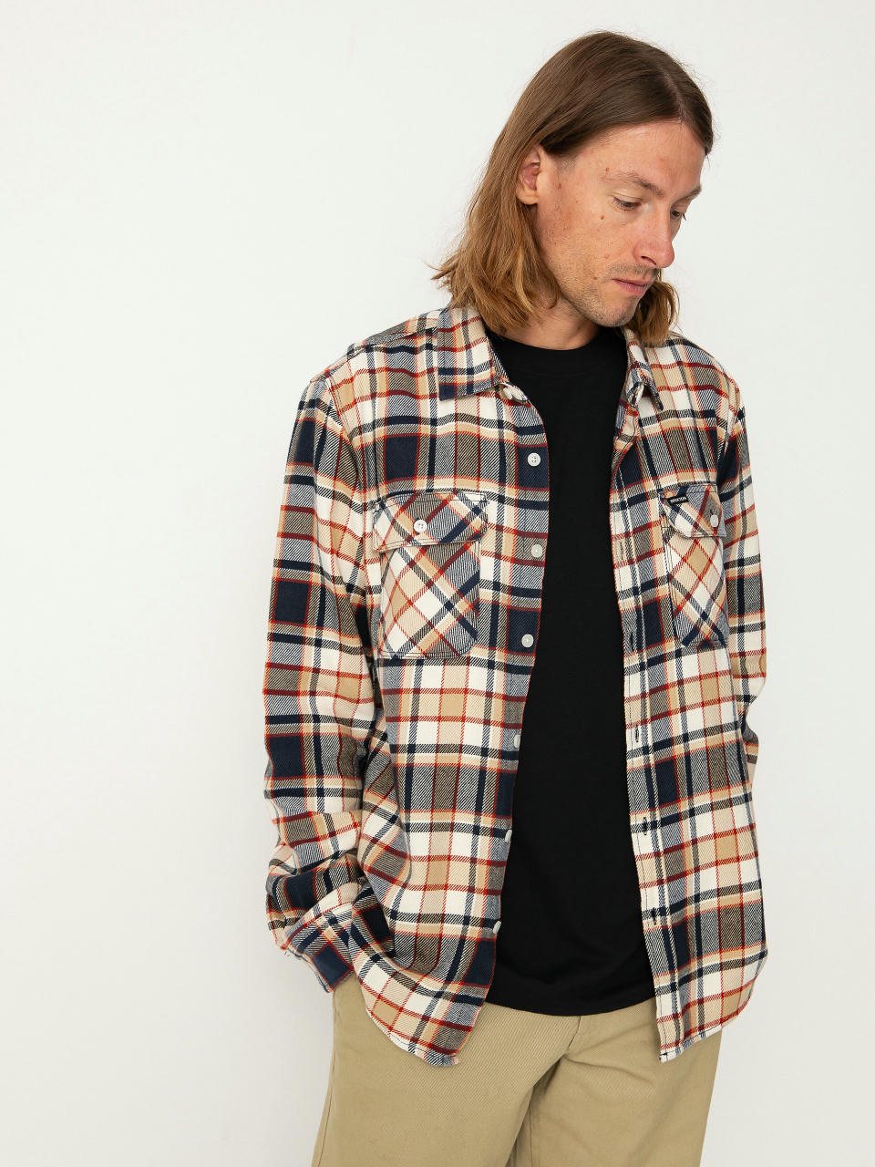 Koszula Brixton Bowery Flannel Ls (washed navy/barn red/off white)