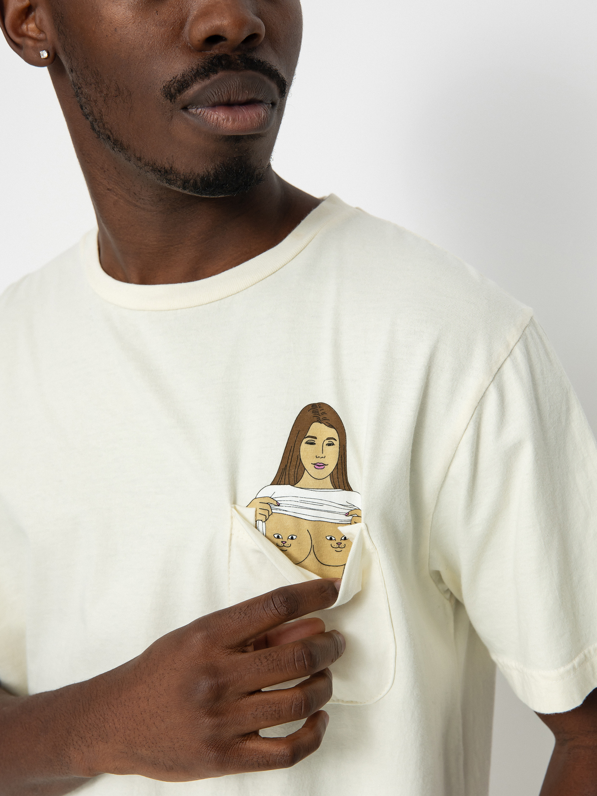 T-shirt RipNDip Flashing Kittys Pocket (natural)