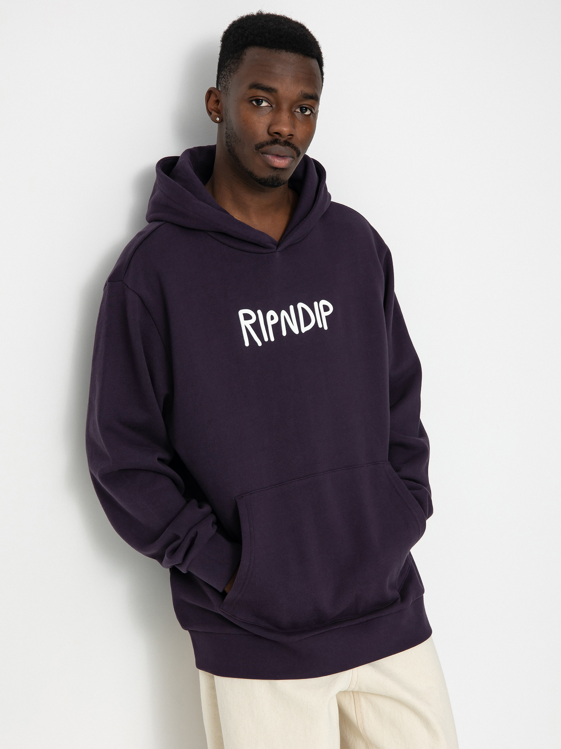 Bluza z kapturem RipNDip Rubber Logo HD (dark purple)