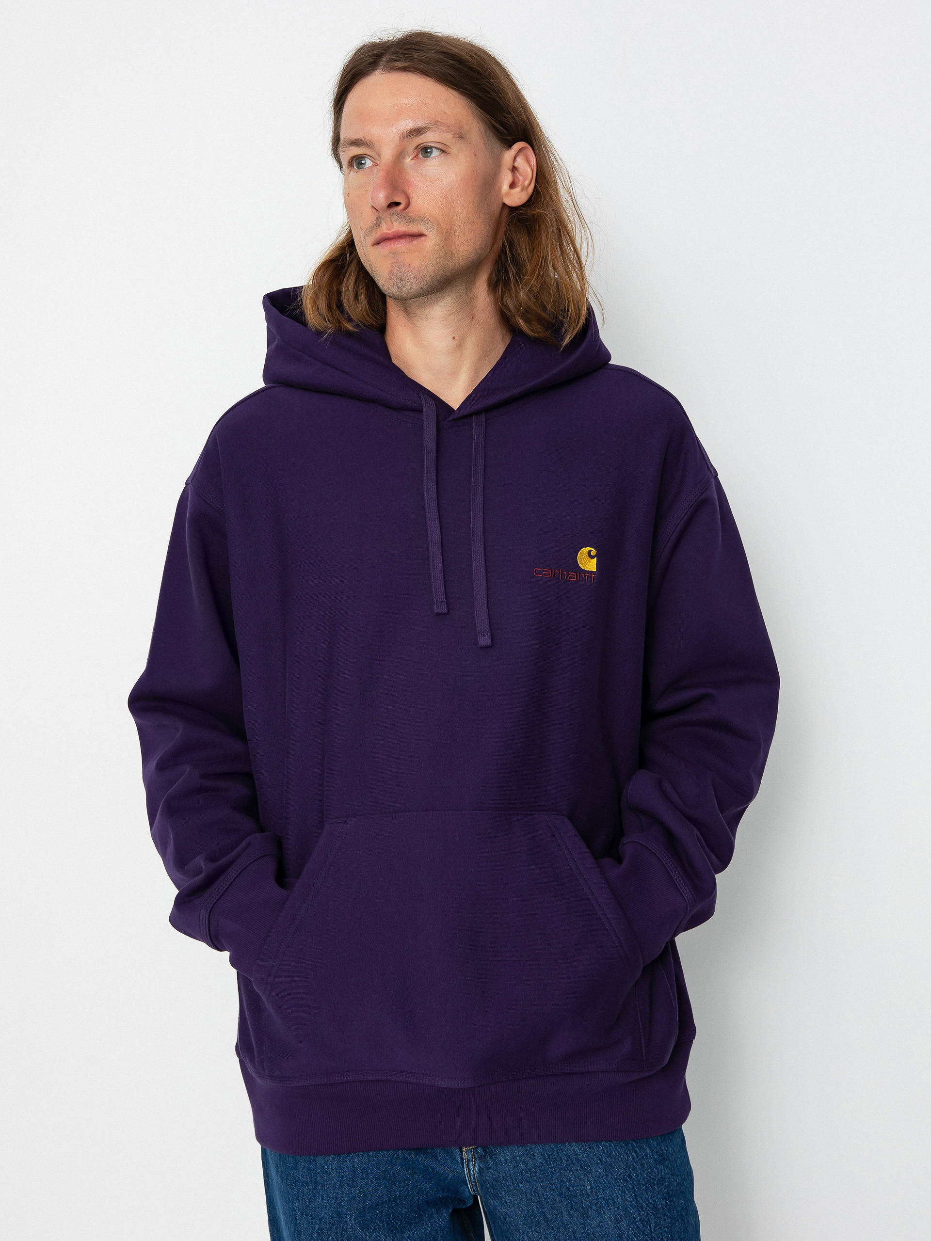 Bluza z kapturem Carhartt WIP American Script HD (cassis)