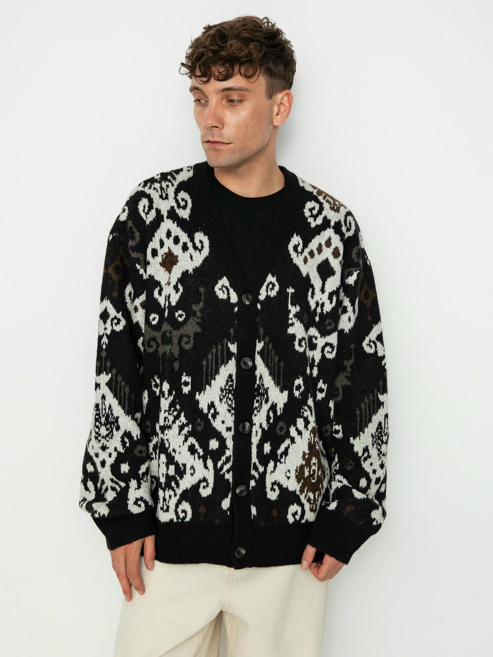 Sweter Carhartt WIP Baru Cardigan (baru jacquard black)