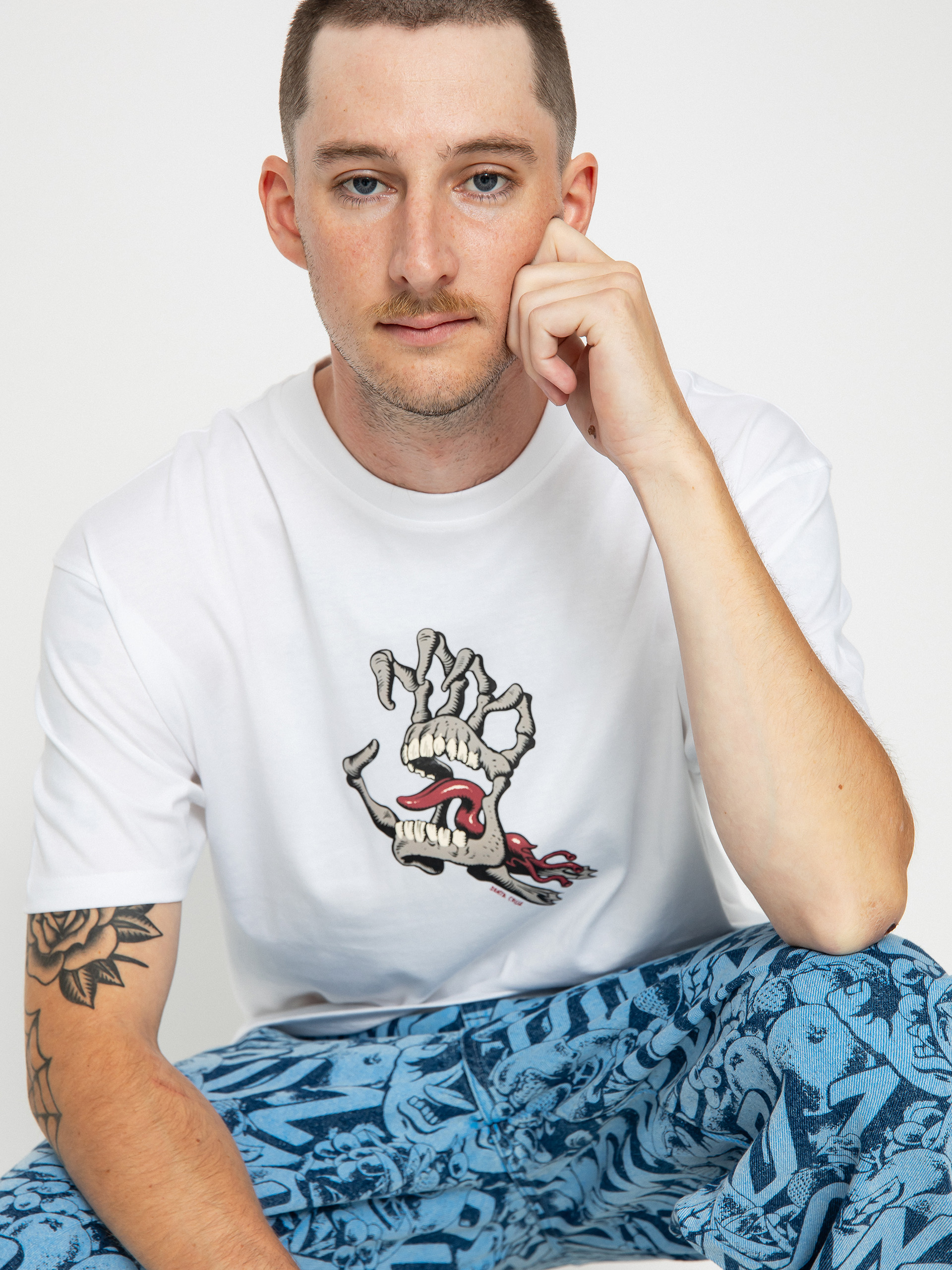 T-shirt Santa Cruz Bone Hand Cruz Front (white)