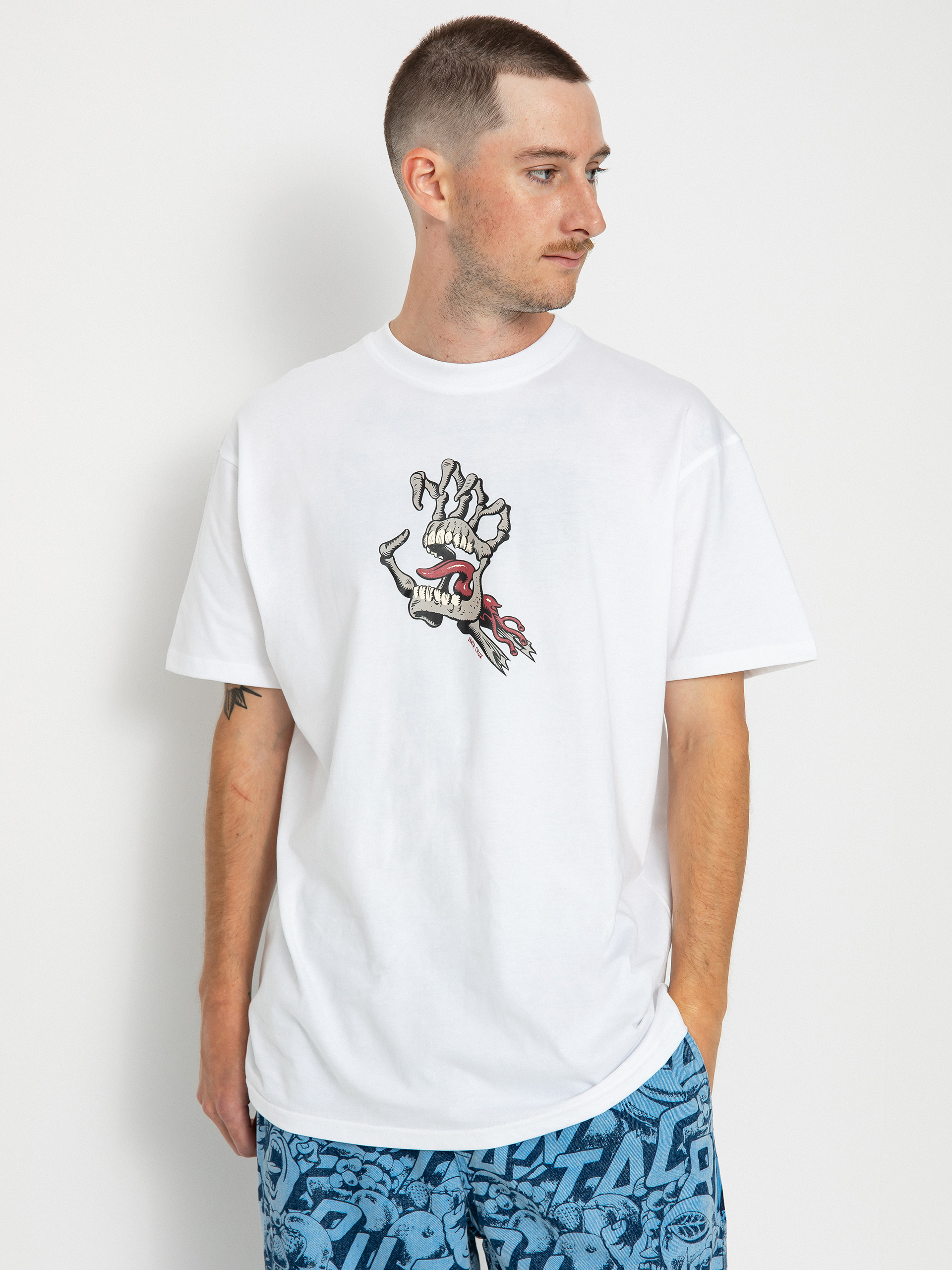T-shirt Santa Cruz Bone Hand Cruz Front (white)