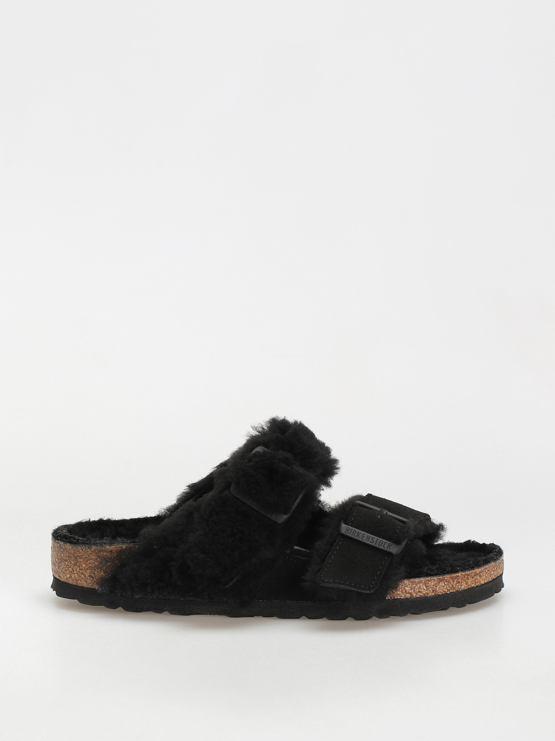 Klapki Birkenstock Arizona Split Teddy Parts Rivet Logo Suede Leather/Fur Narrow Wmn (black)
