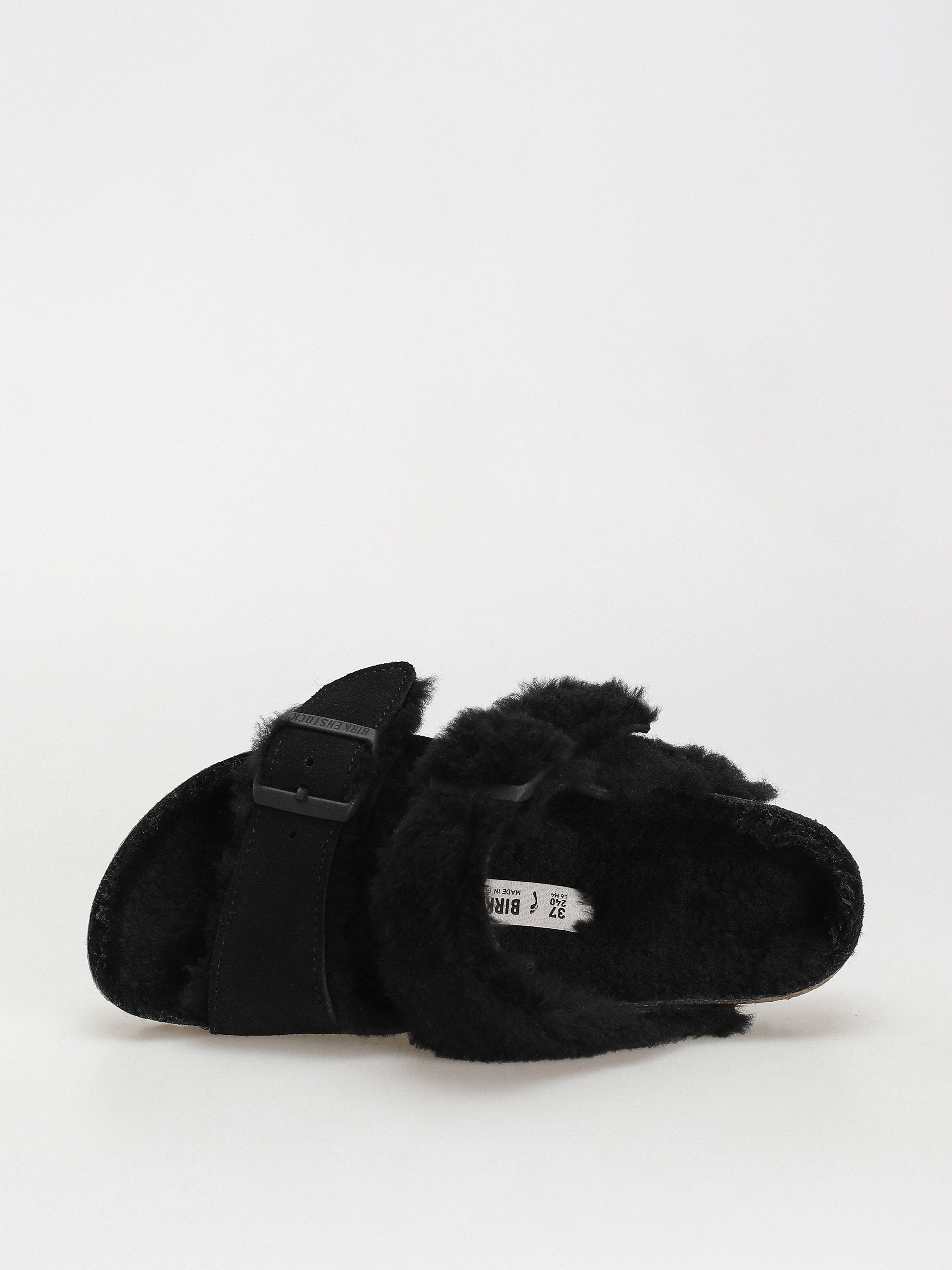 Klapki Birkenstock Arizona Split Teddy Parts Rivet Logo Suede Leather/Fur Narrow Wmn (black)