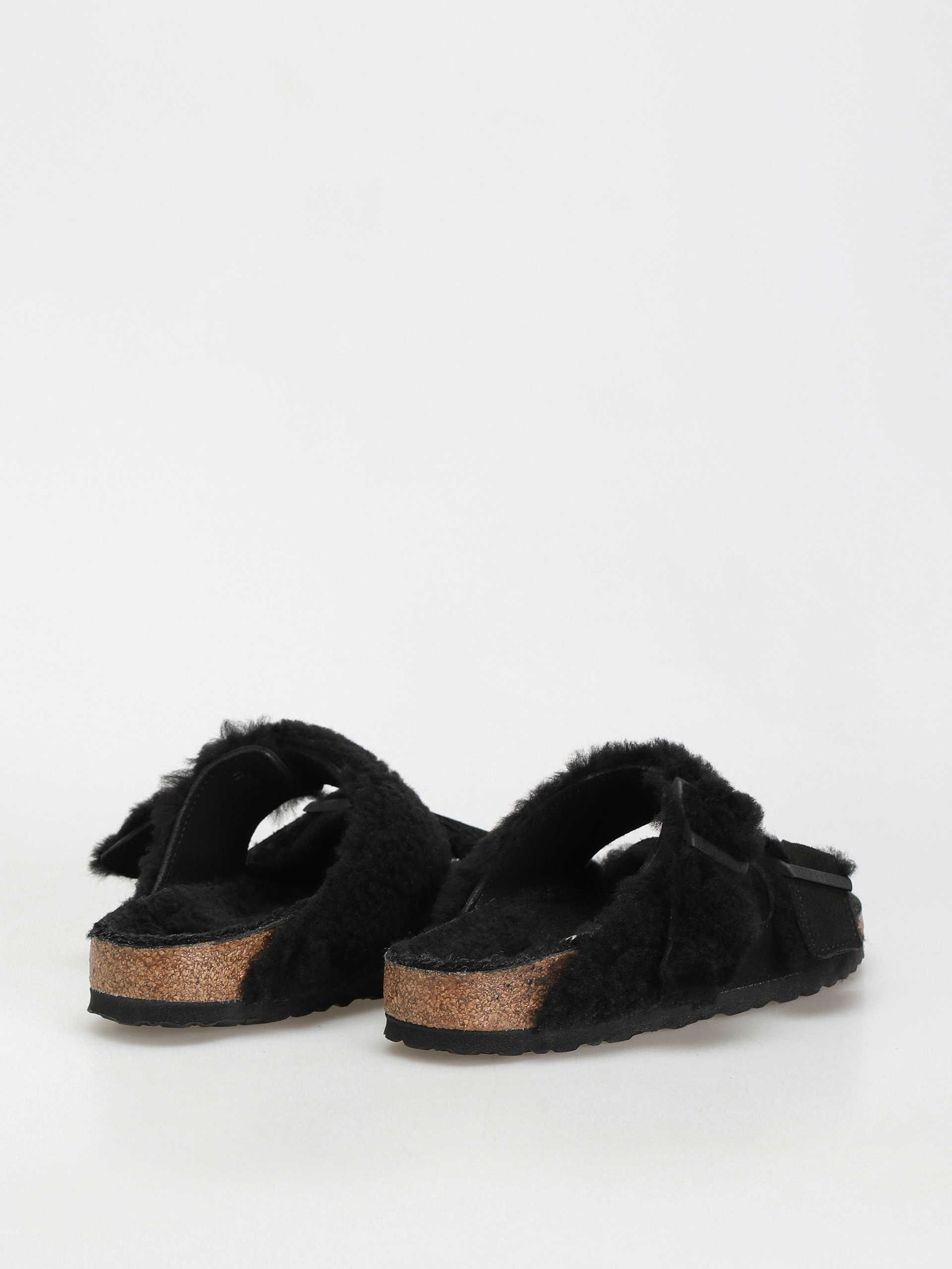 Klapki Birkenstock Arizona Split Teddy Parts Rivet Logo Suede Leather/Fur Narrow Wmn (black)