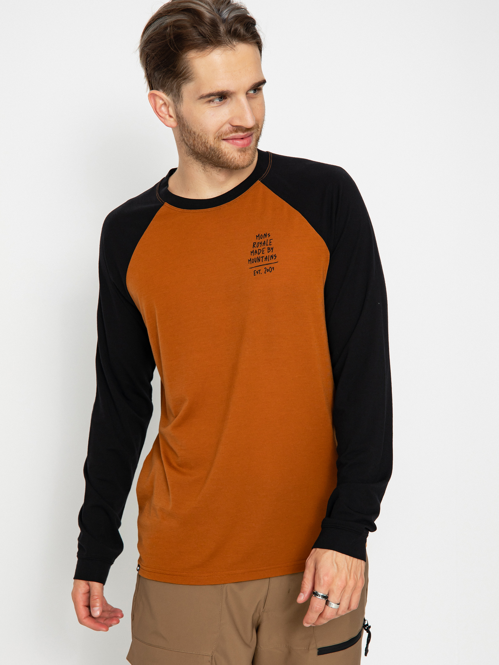 Męski Longsleeve Mons Royale Icon Merino Raglan (black/copper)