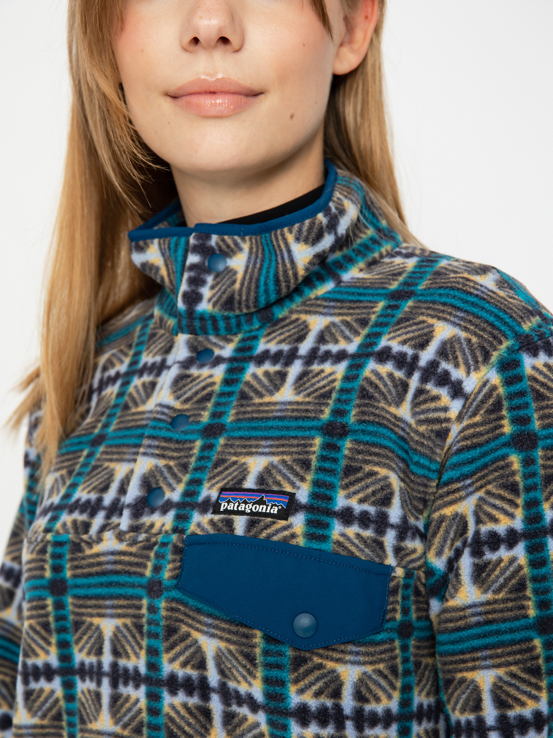 Damski Polar Patagonia Lightweight Synch Snap T (snow beam/pale periwinkle)