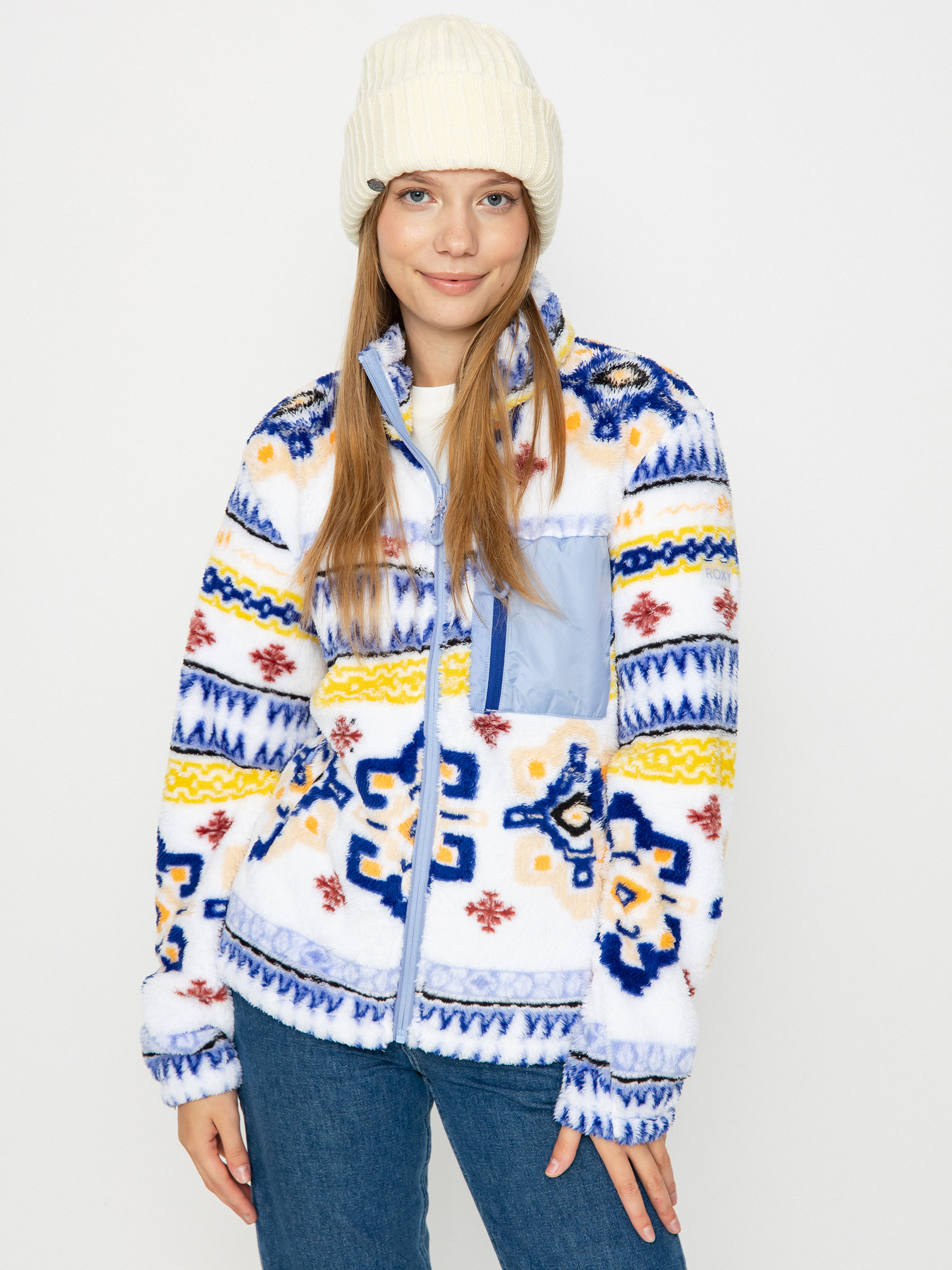 Damski Polar Roxy Alabama Full Zip (bright white chandail)