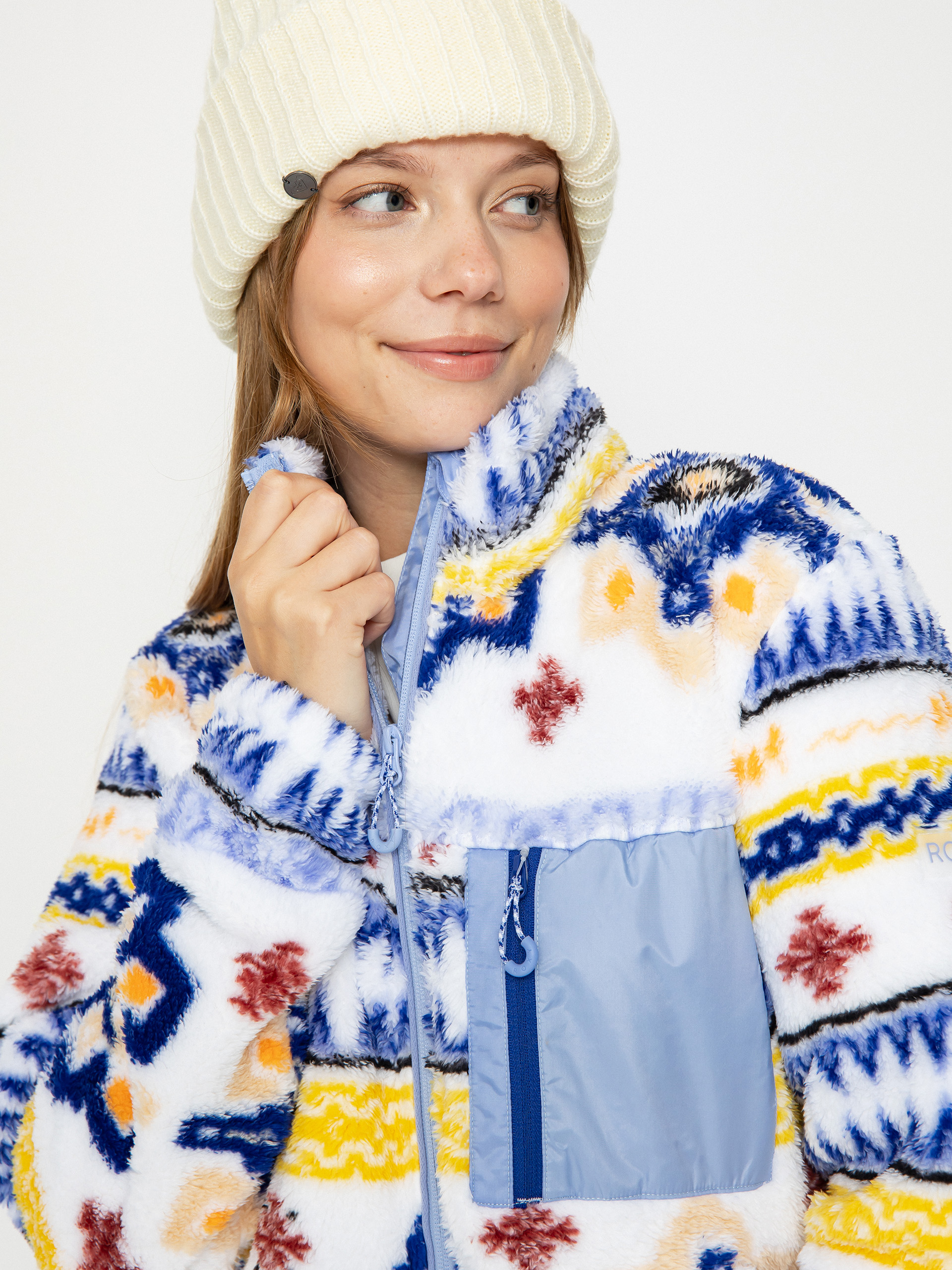 Damski Polar Roxy Alabama Full Zip (bright white chandail)