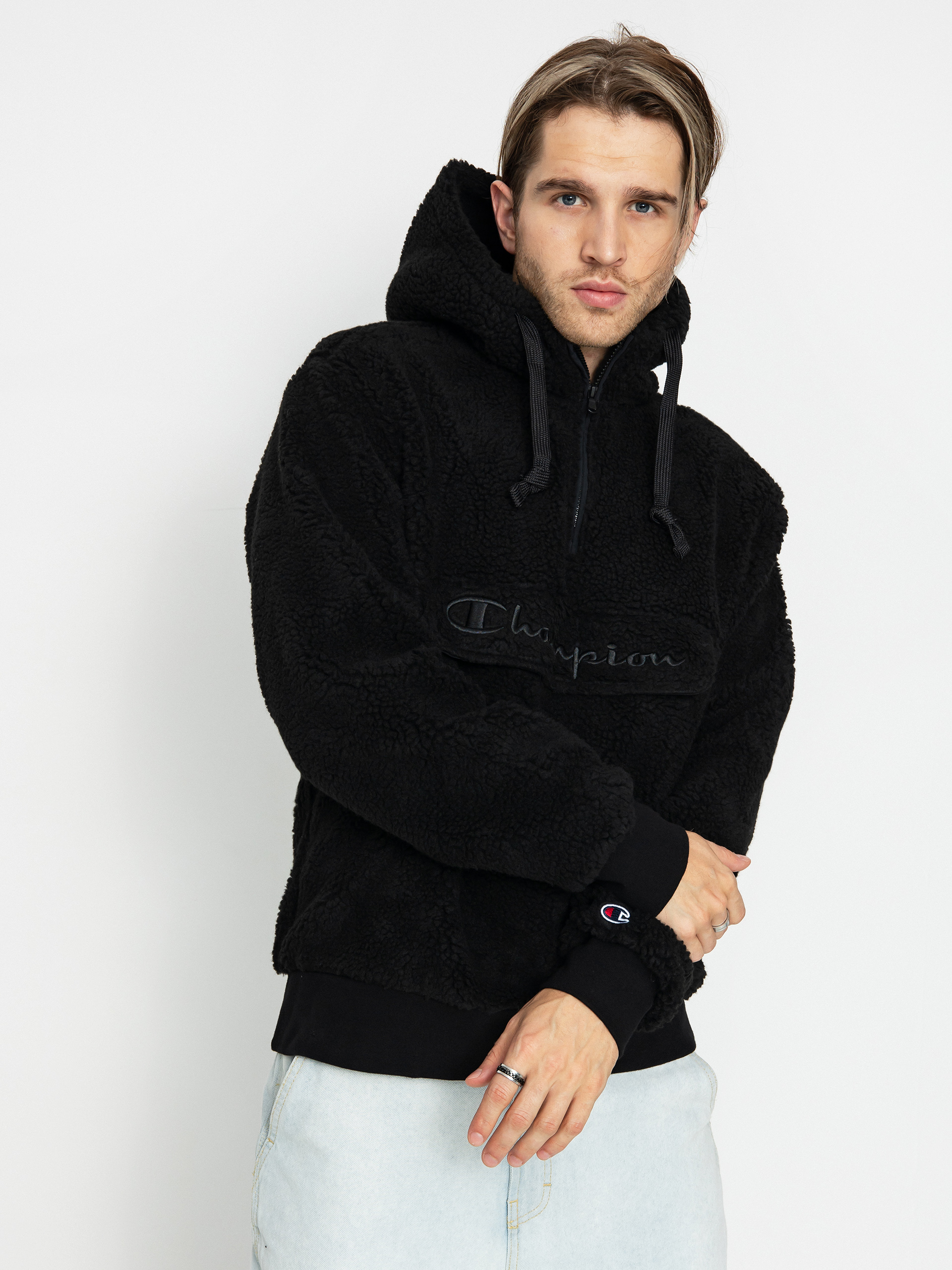 Bluza z kapturem Champion Hooded Half Zip Top 219446 (nbk)
