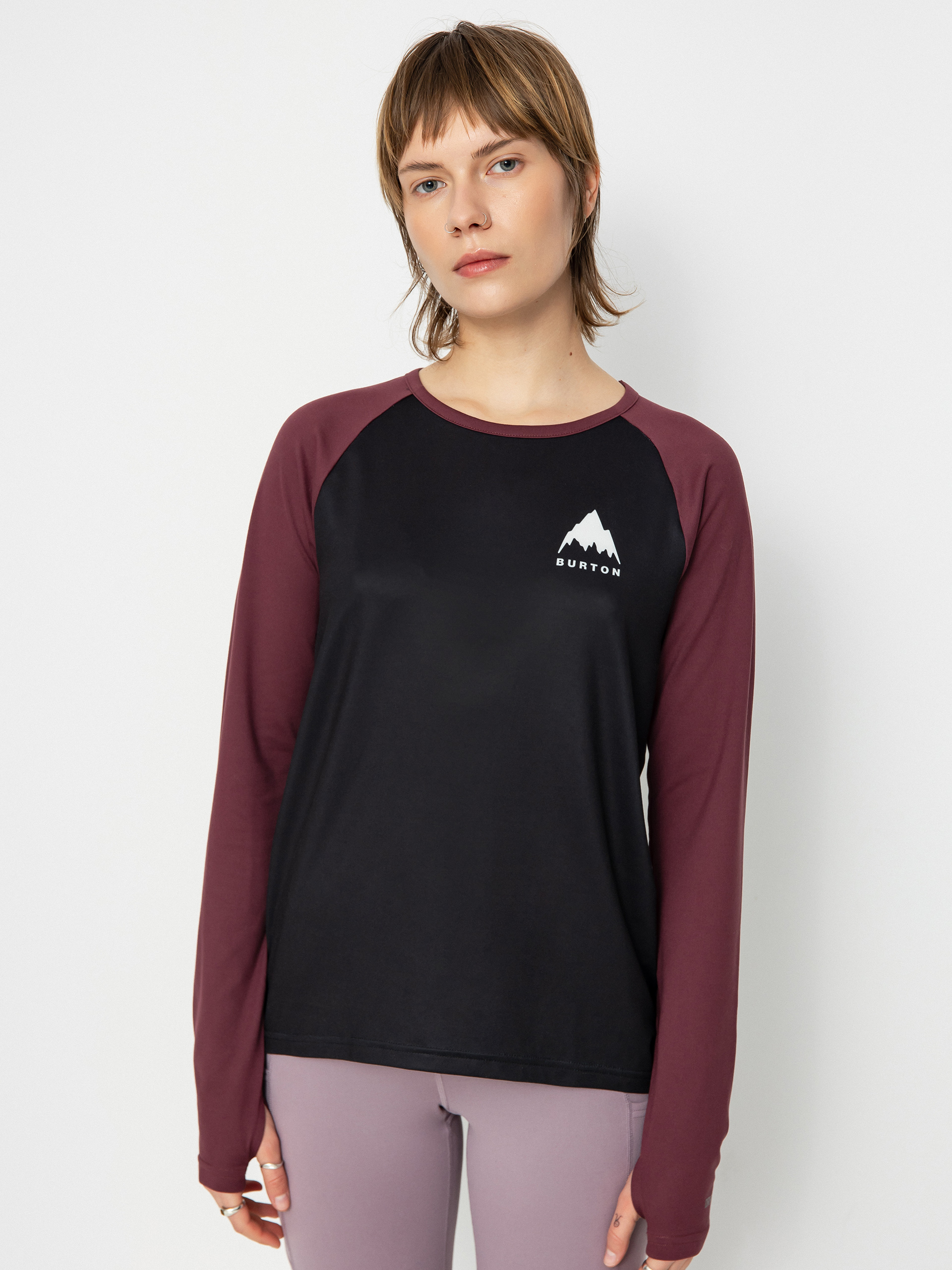 Damski Longsleeve Burton Burton Roadie Base Layer Tech (true black/almandine)