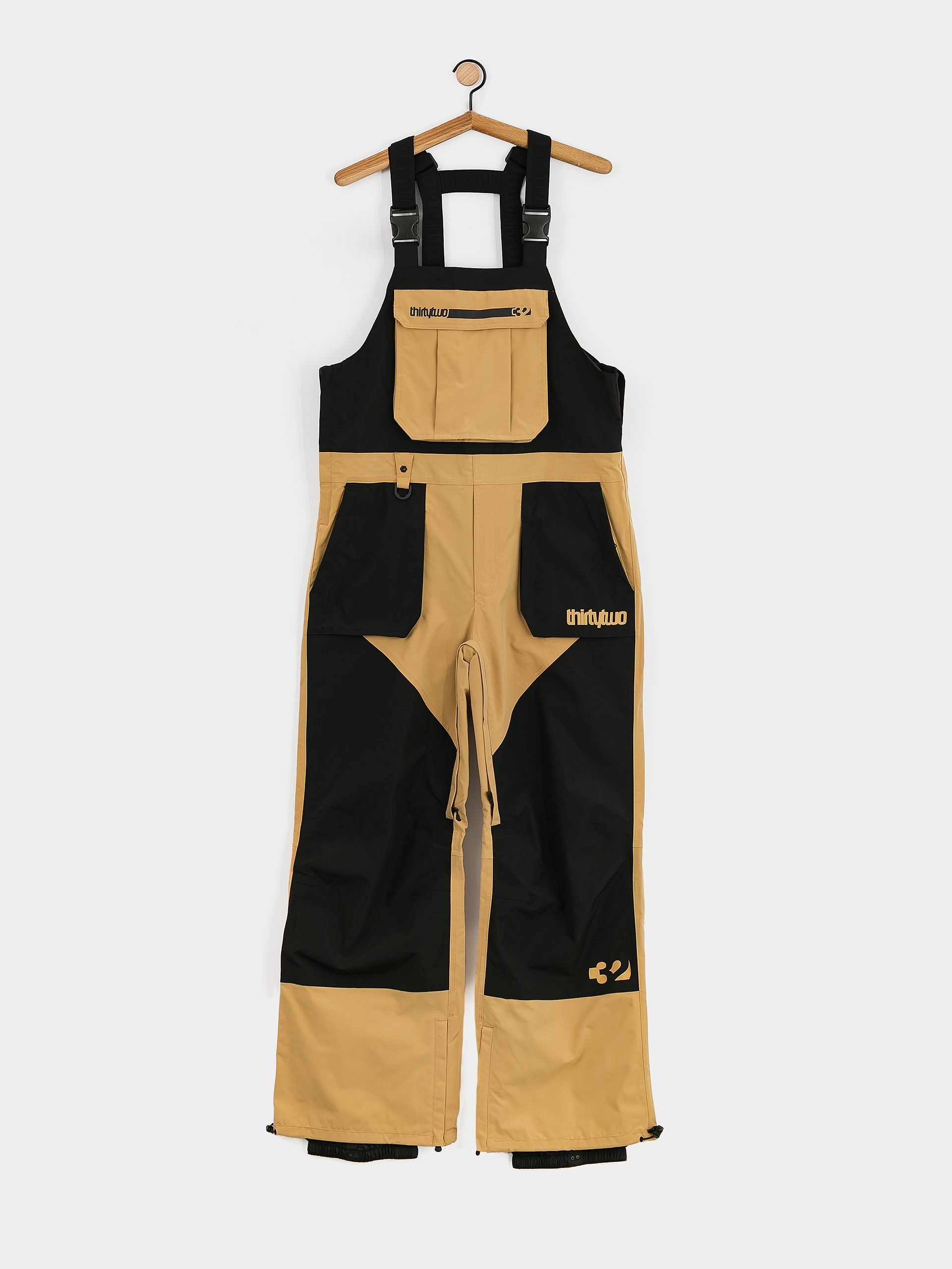 Męskie Spodnie snowboardowe ThirtyTwo Basement Bib (black/tan)