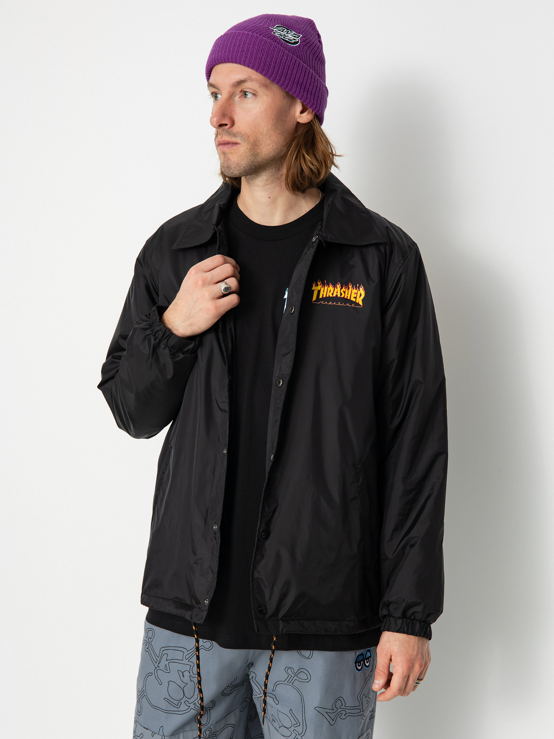 Kurtka Santa Cruz X Thrasher Flame Dot Coach - czarny (black)