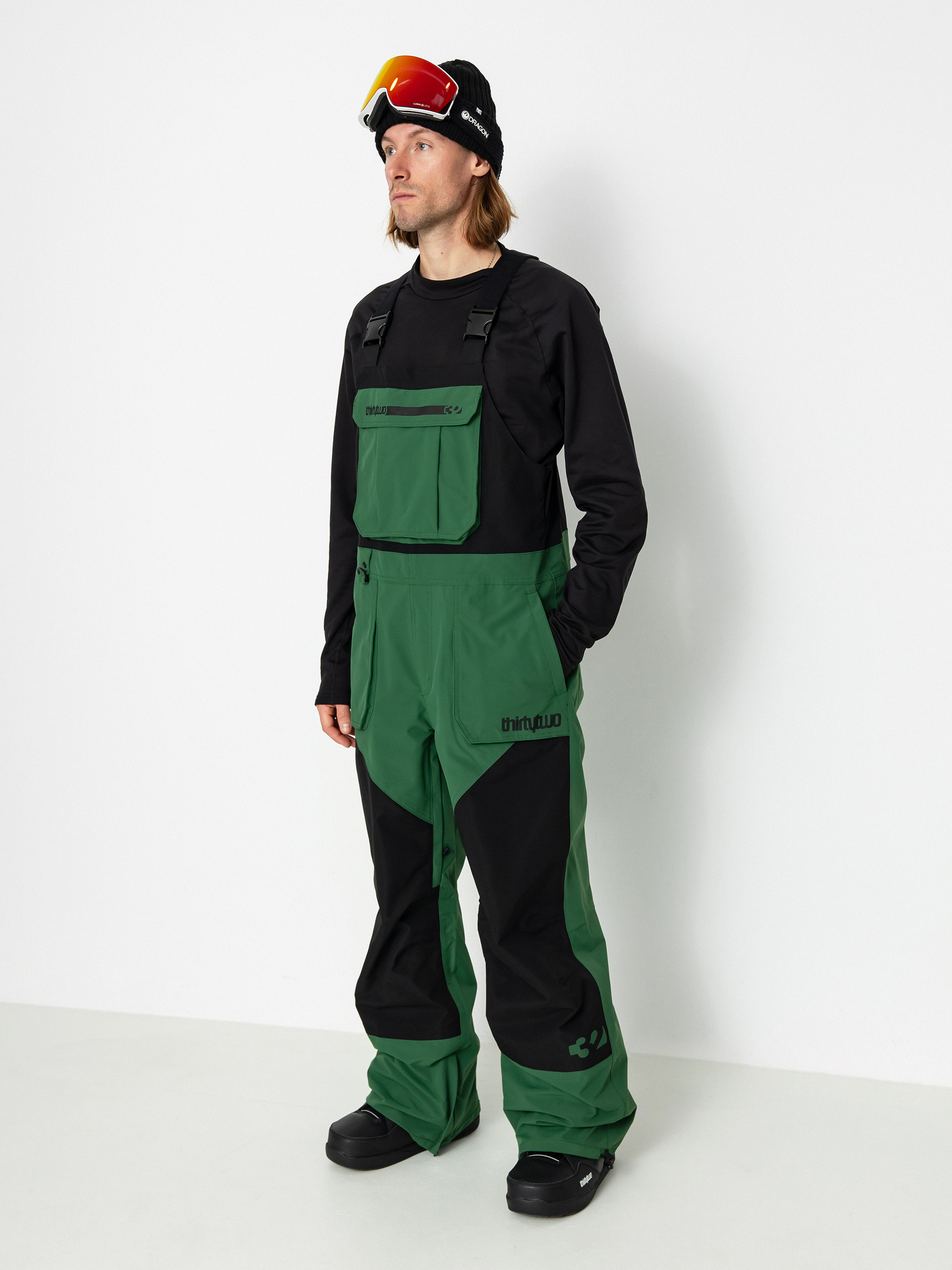 Męskie Spodnie snowboardowe ThirtyTwo Basement Bib (green)