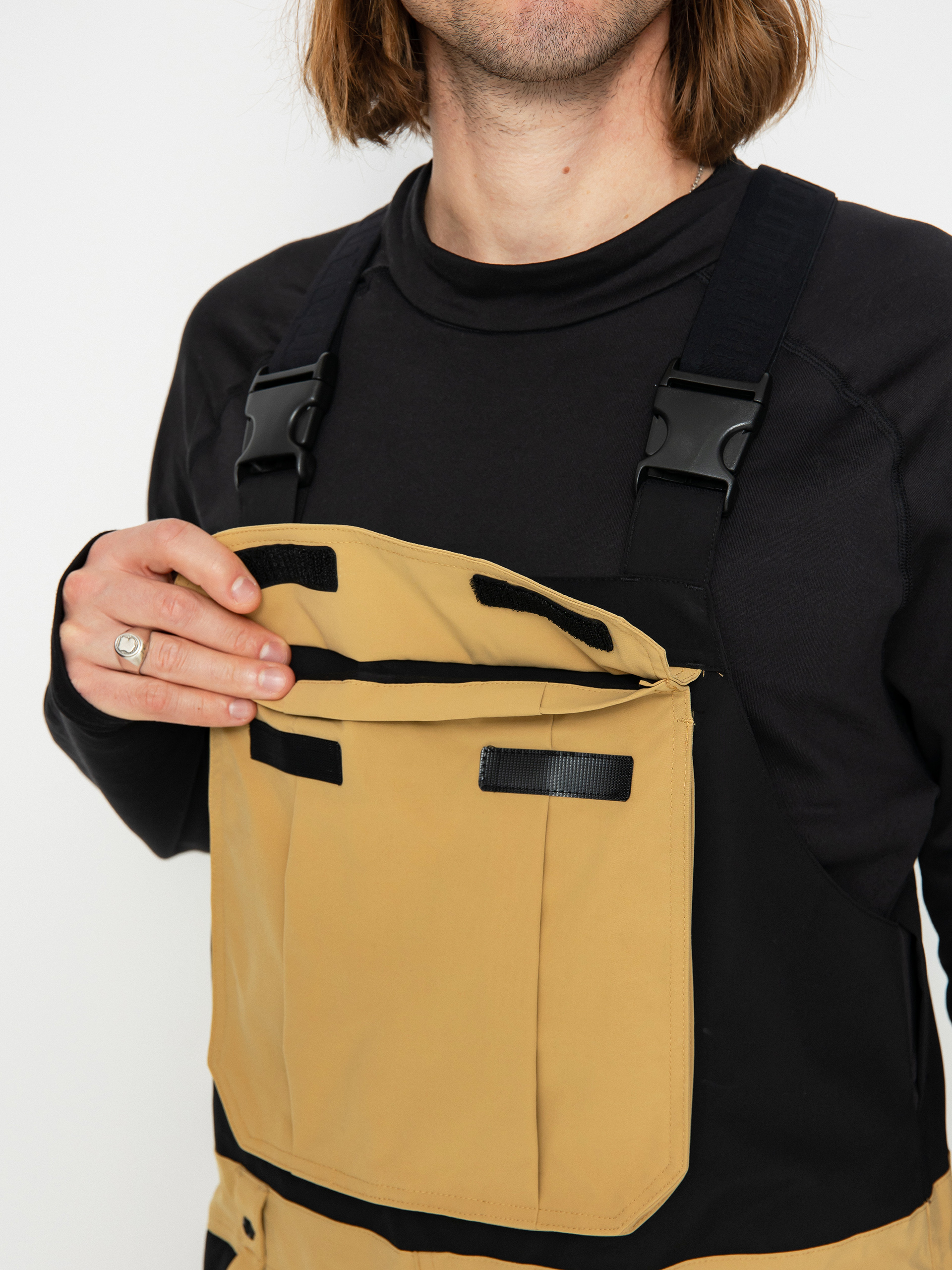 Męskie Spodnie snowboardowe ThirtyTwo Basement Bib (black/tan)