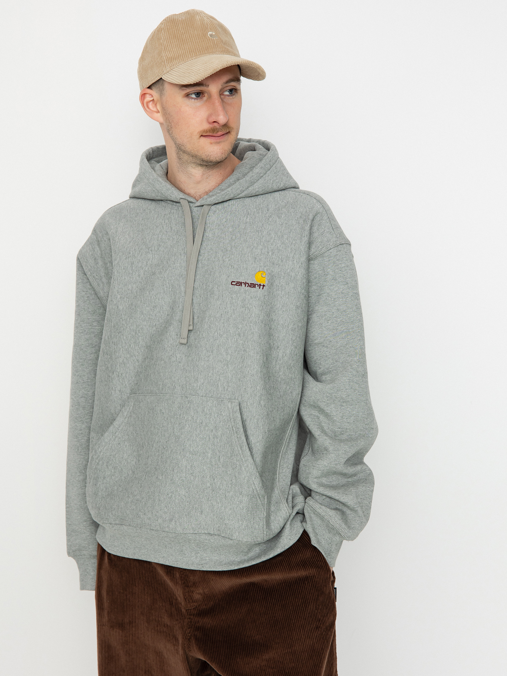 Bluza z kapturem Carhartt WIP American Script HD (grey heather)