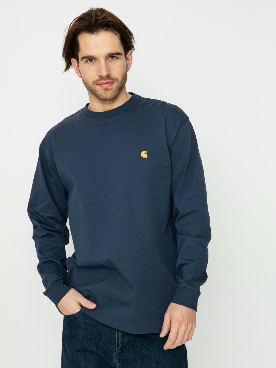 Longsleeve Carhartt WIP Chase (blue/gold)