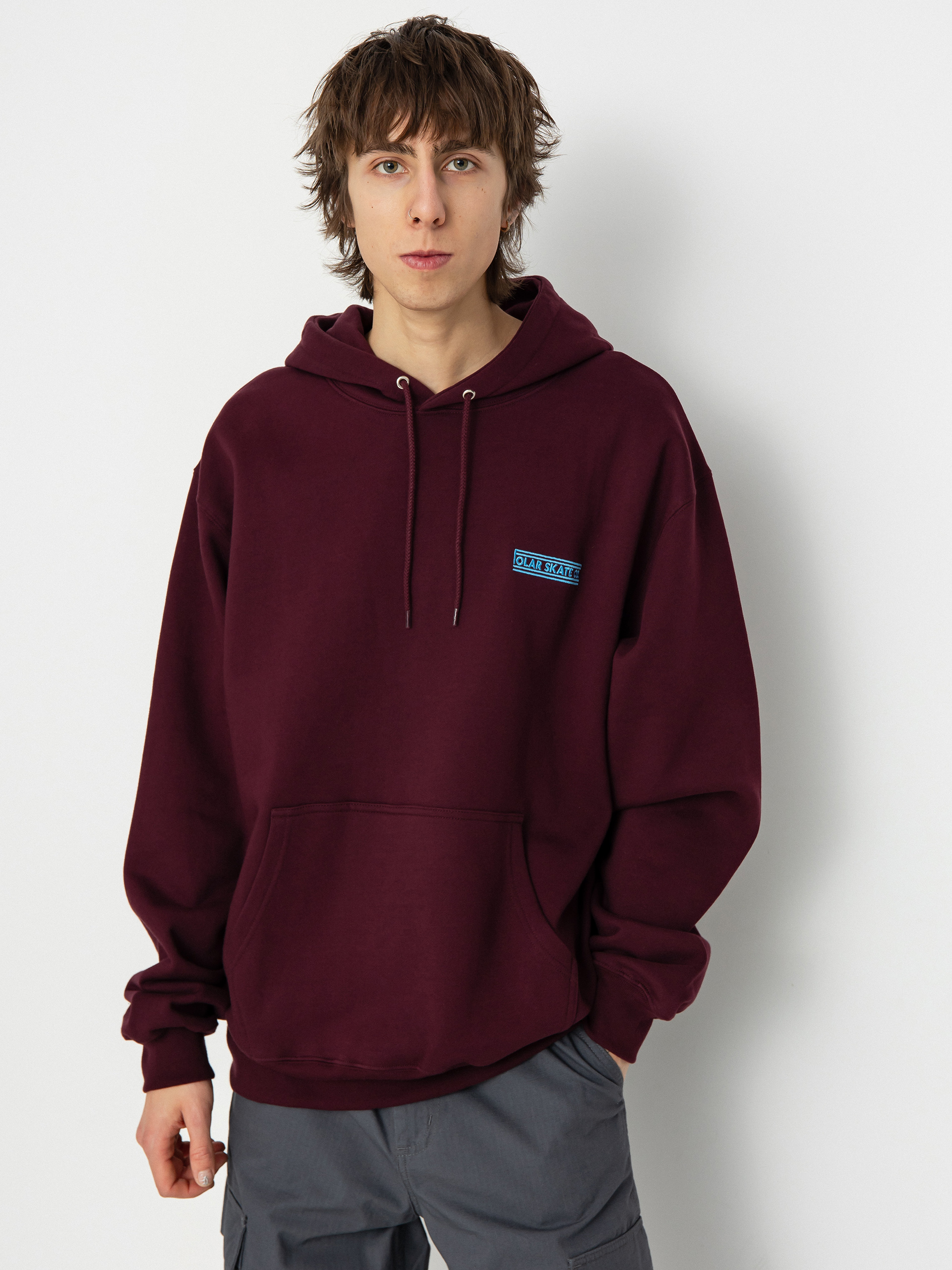 Bluza z kapturem Polar Skate Stretch Logo Dave HD (dark wine)