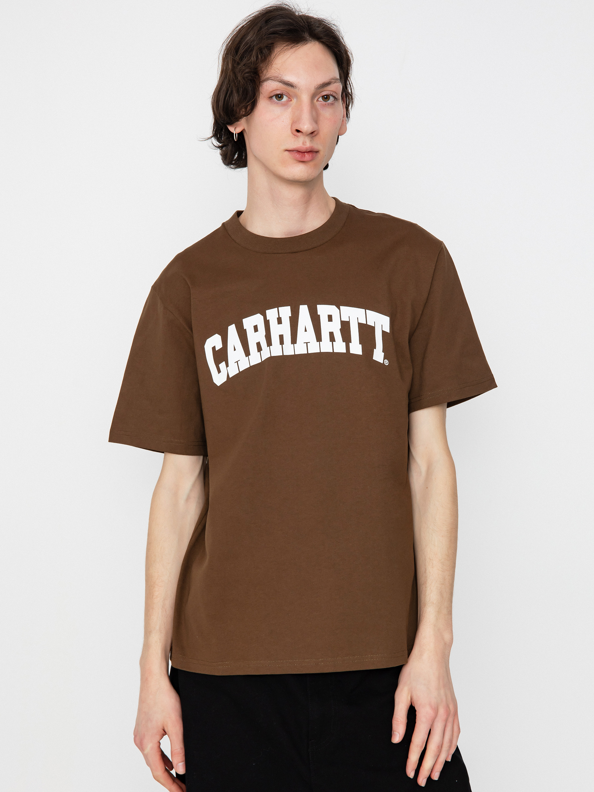 CARHARTT WIP｜ (University T-Shirt (I034851 00AXX)) T-shirt Carhartt WIP University - brązowy (lumber/white)