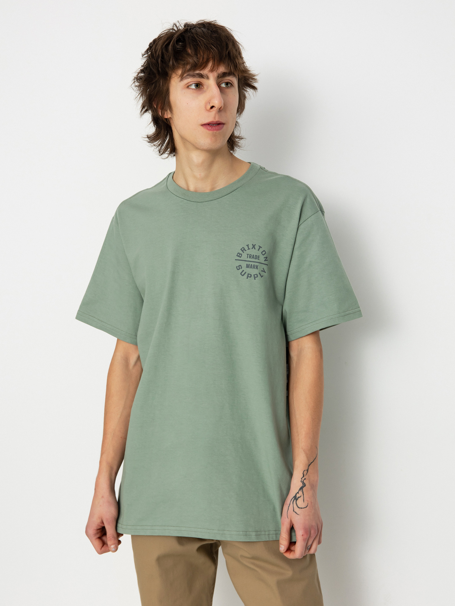T-shirt Brixton Oath V Stt (chinois green/charcoal)