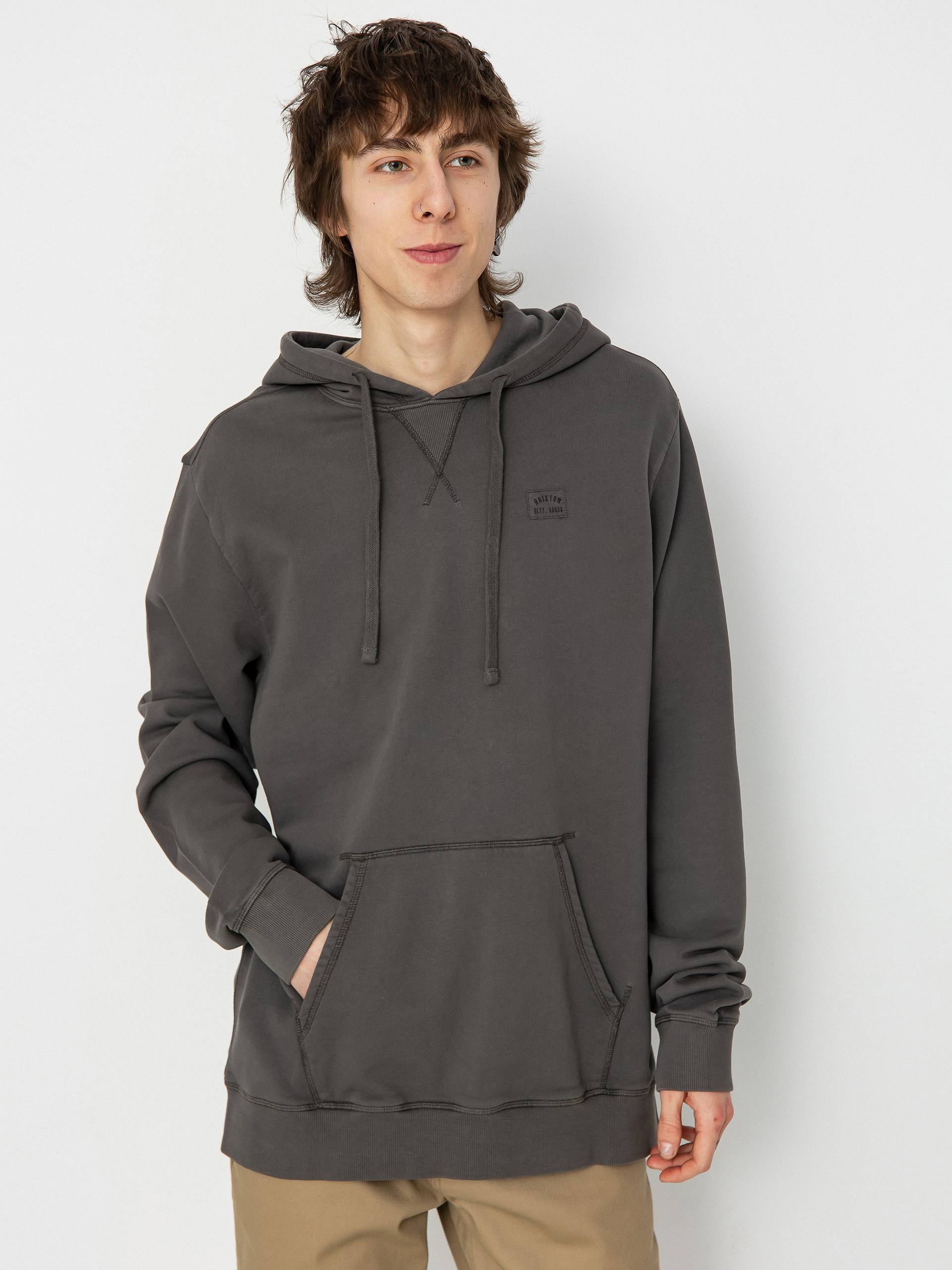 Bluza z kapturem Brixton Vintage Reserve Cl Ft (charcoal sol wash)