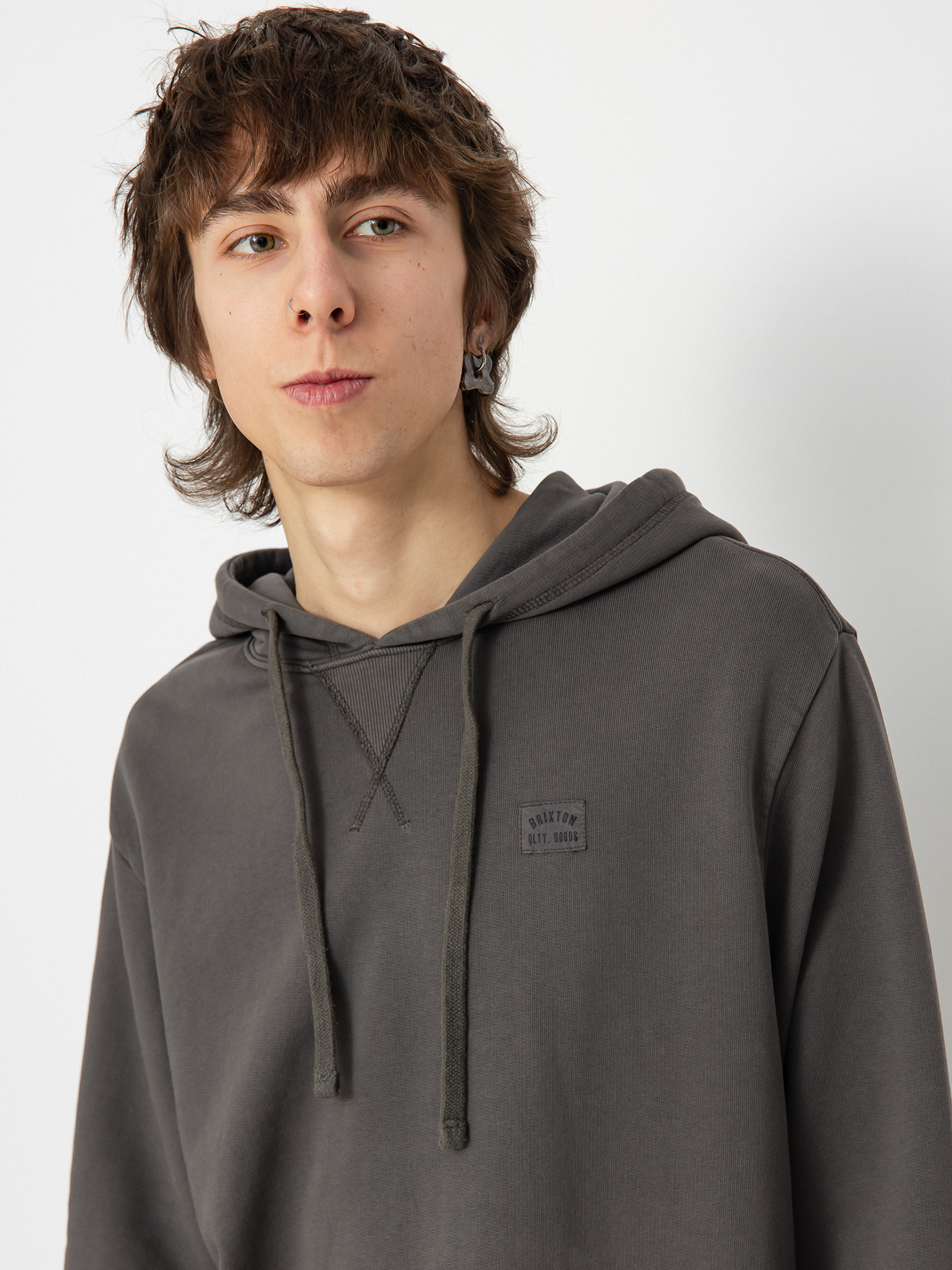 Bluza z kapturem Brixton Vintage Reserve Cl Ft (charcoal sol wash)