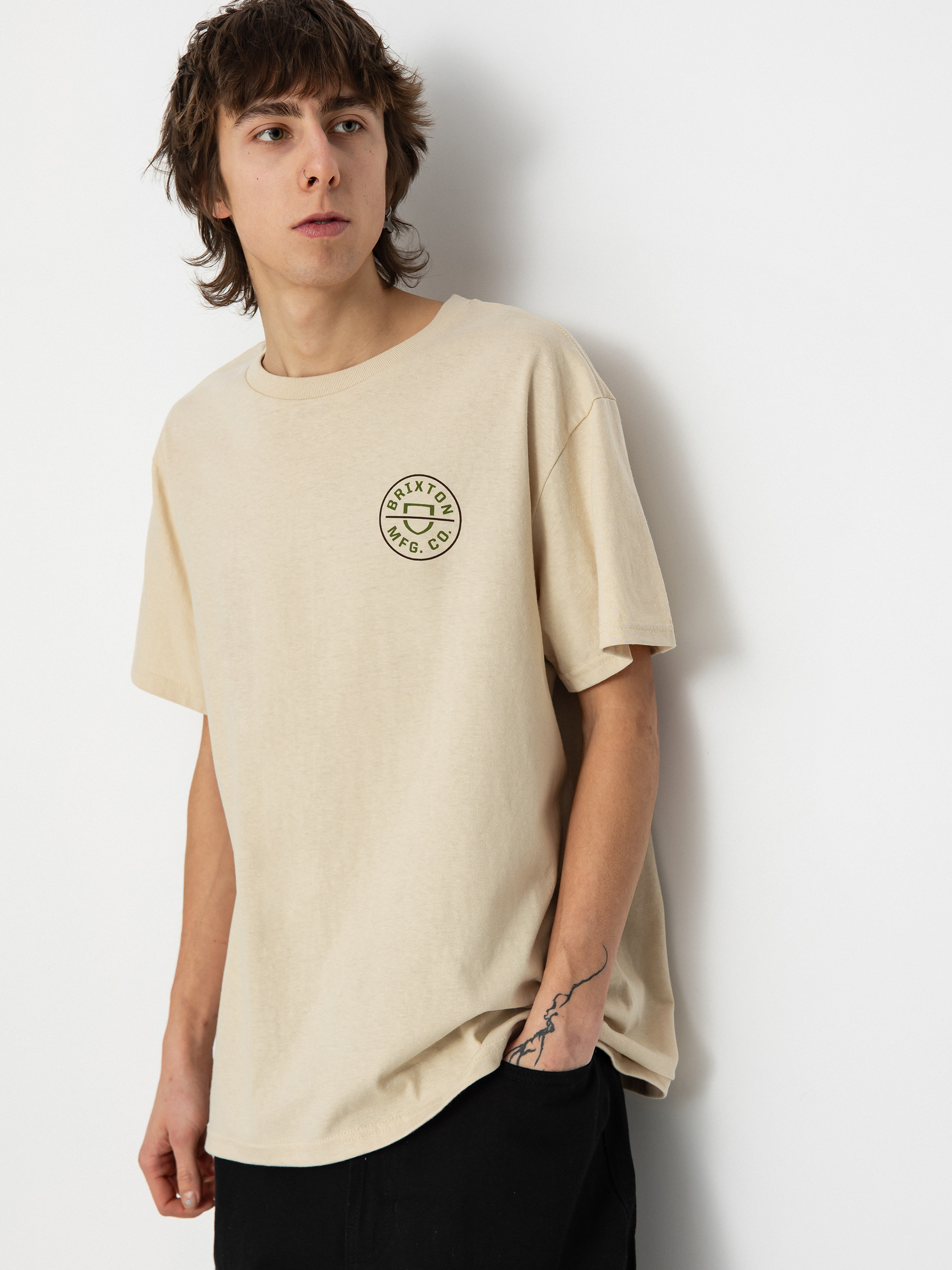 T-shirt Brixton Crest II Stt (cream/sea kelp/sepia)
