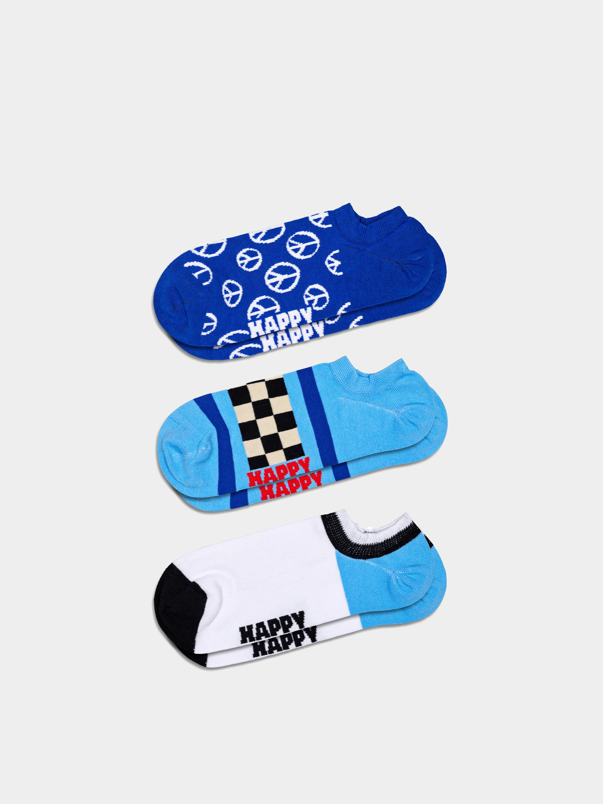 Skarpetki Happy Socks 3-Pack Blue Peace No Show (navy)