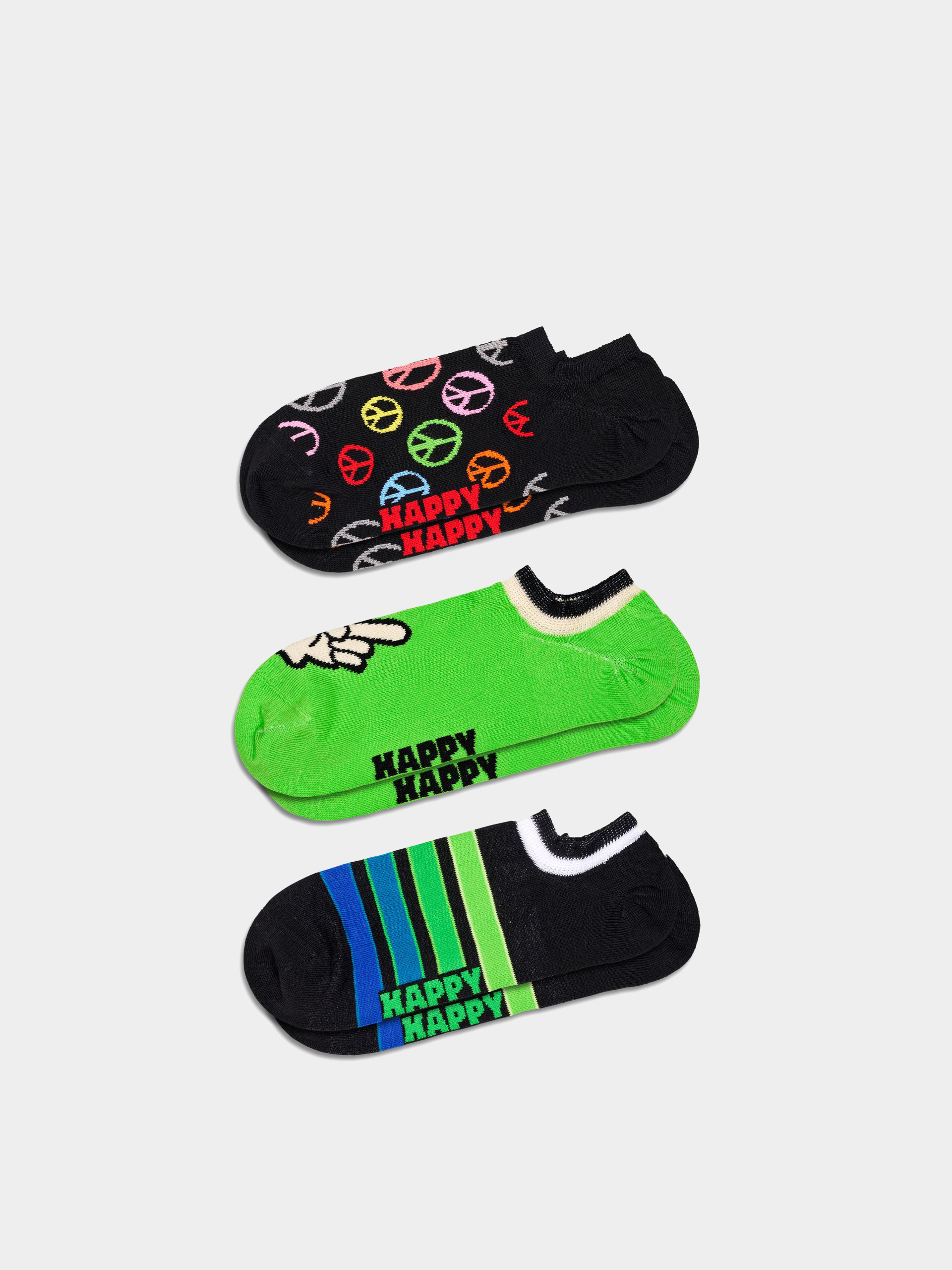 Skarpetki Happy Socks 3-Pack Peace No Show (black)