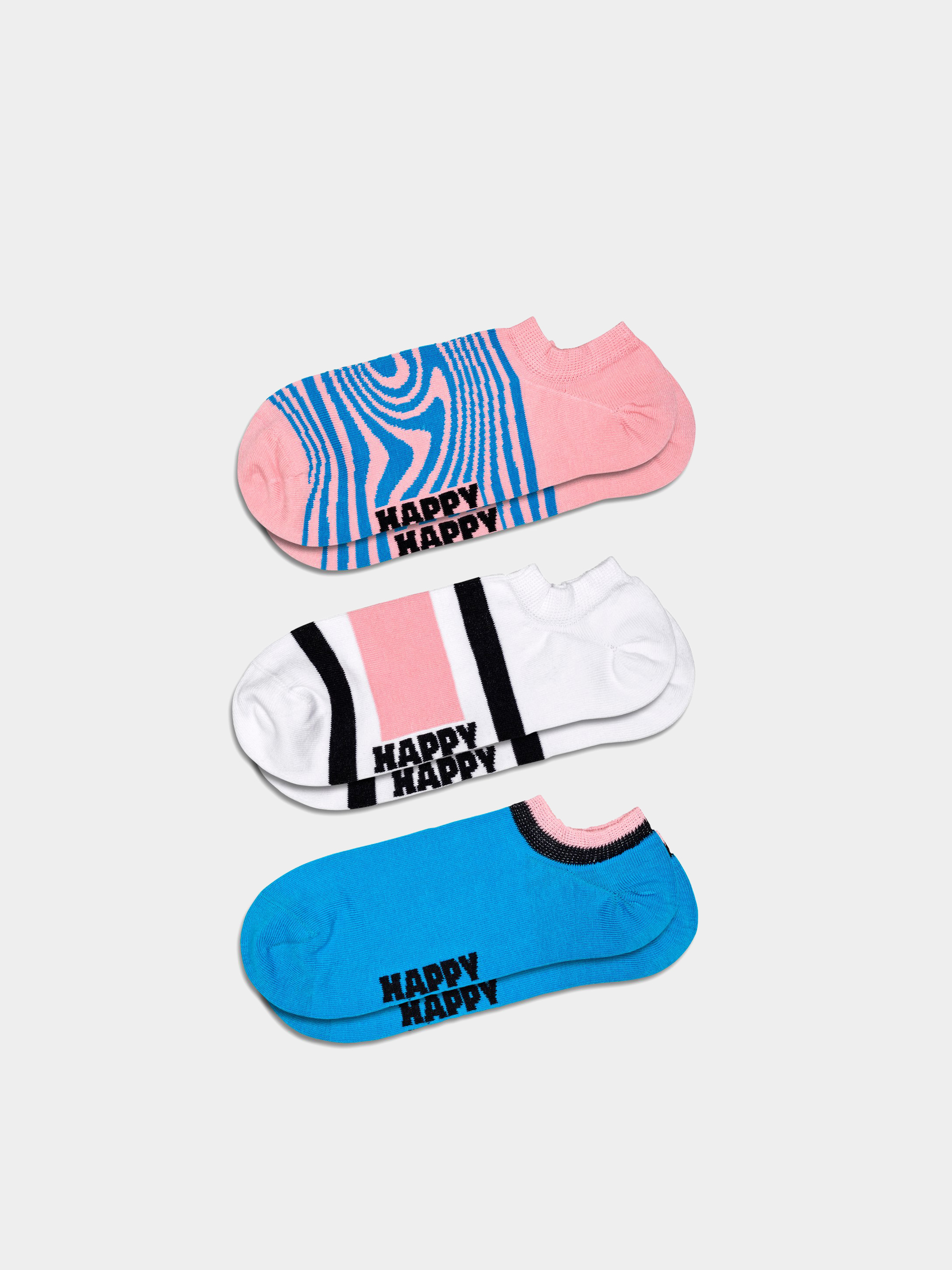 Skarpetki Happy Socks 3-Pack Dizzy No Show (light pink)