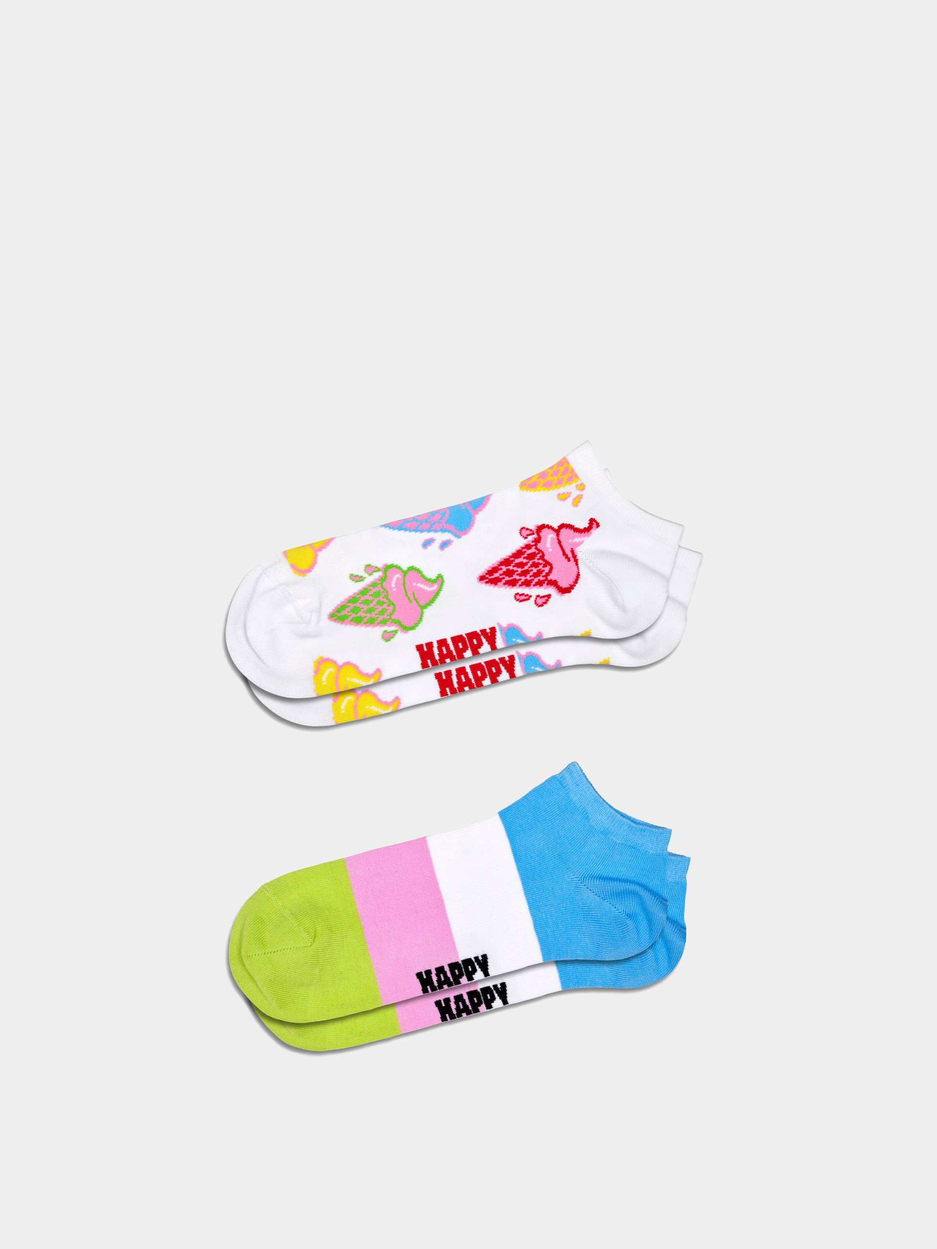 Skarpetki Happy Socks 2-Pack Ice Cream & Stripe Low (white)